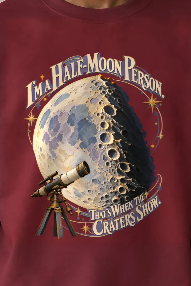 "Half-Moon Person" Heavy Blend Unisex Crewneck Sweatshirt - the graphic up close