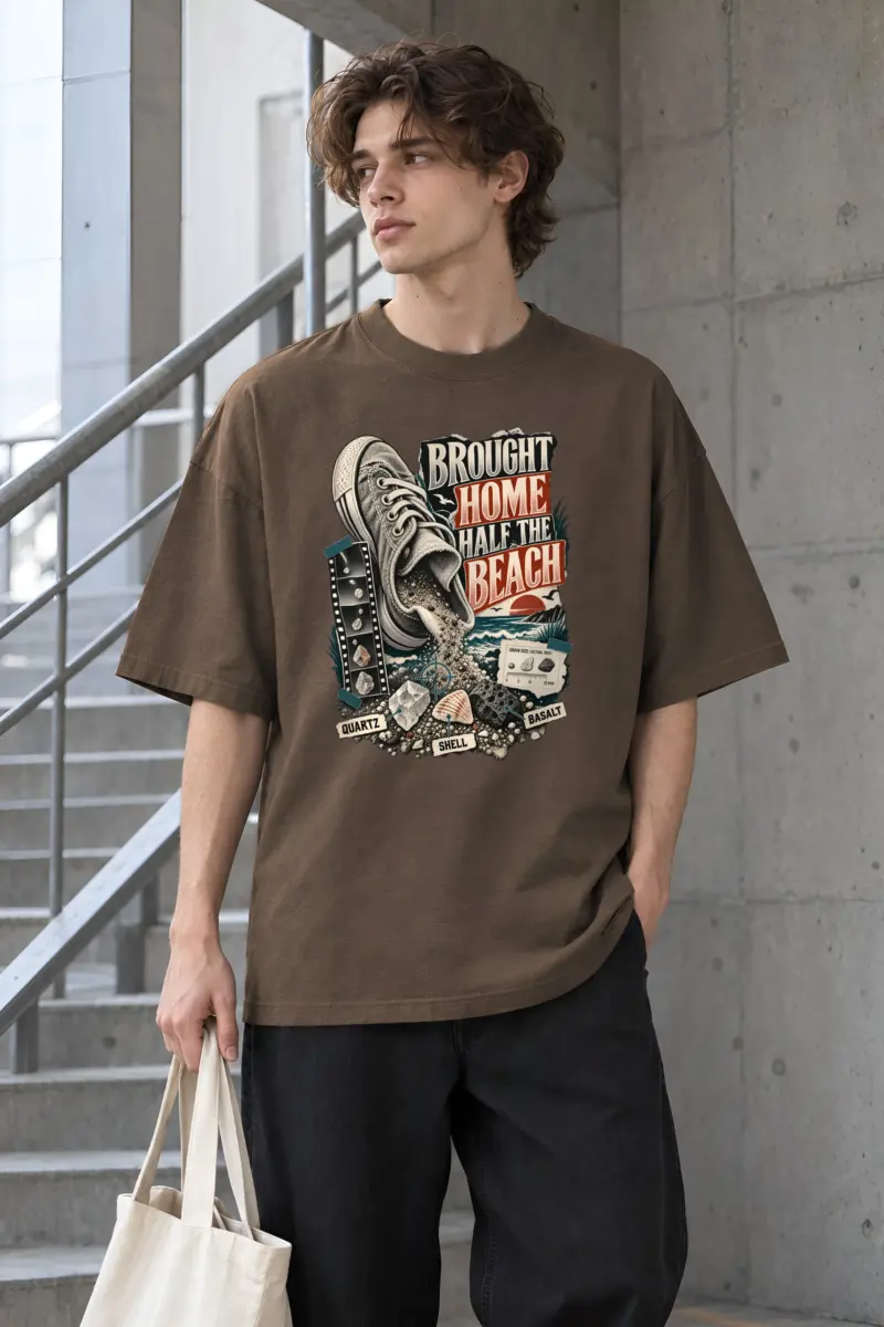 "Half The Beach" Men's Oversized Heavyweight Crewneck T-Shirt