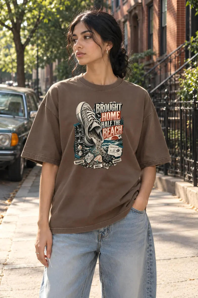 "Half The Beach" Unisex Oversized Heavyweight Crewneck T-Shirt