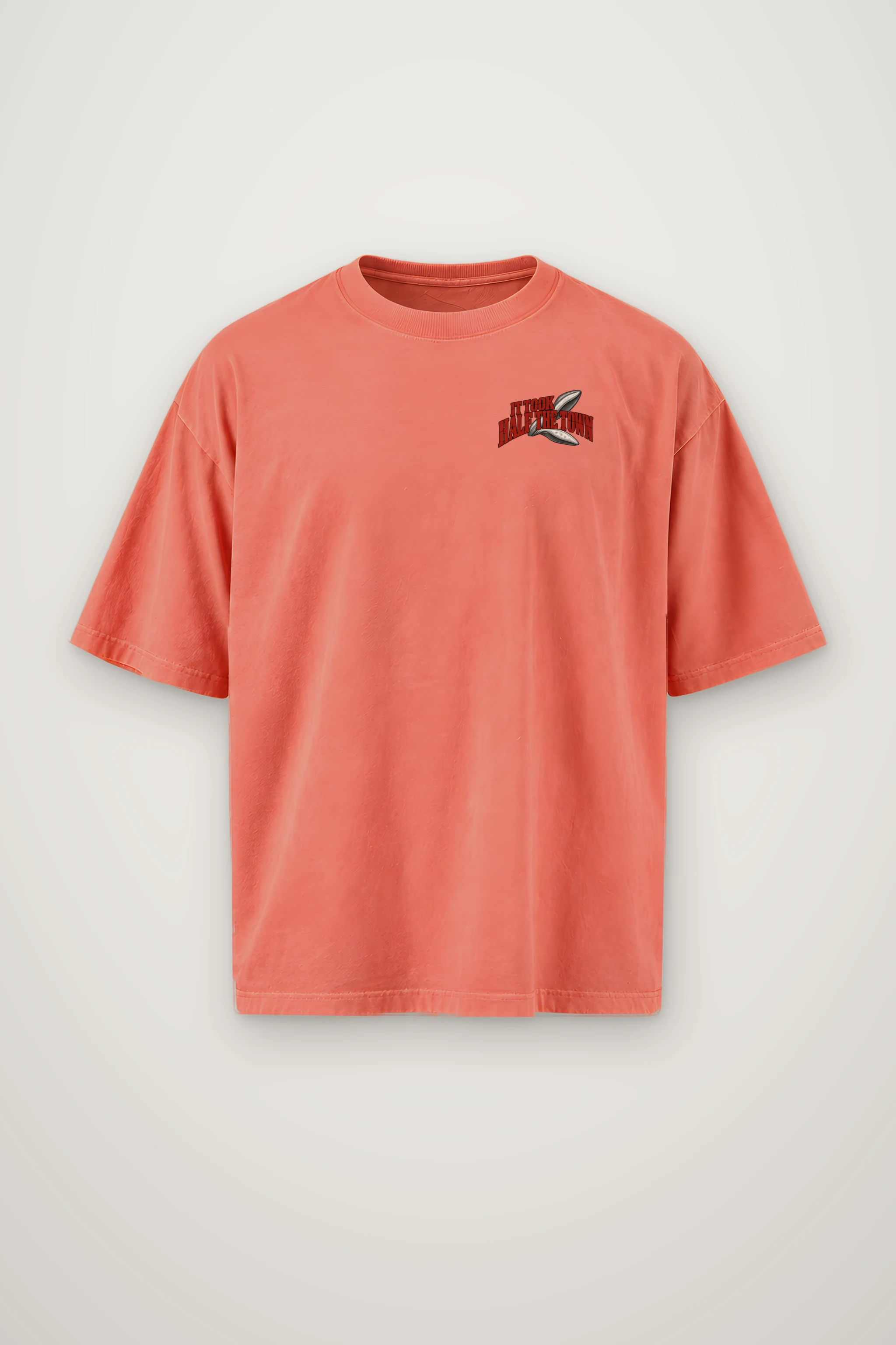 "Half the Town to Turn Left" Men's Oversized Heavyweight Crewneck T-Shirt