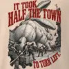 "Half the Town to Turn Left" Men's Oversized Heavyweight Crewneck T-Shirt