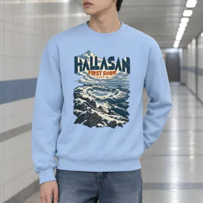 "Hallasan First Snow" Heavy Blend Unisex Crewneck Sweatshirt