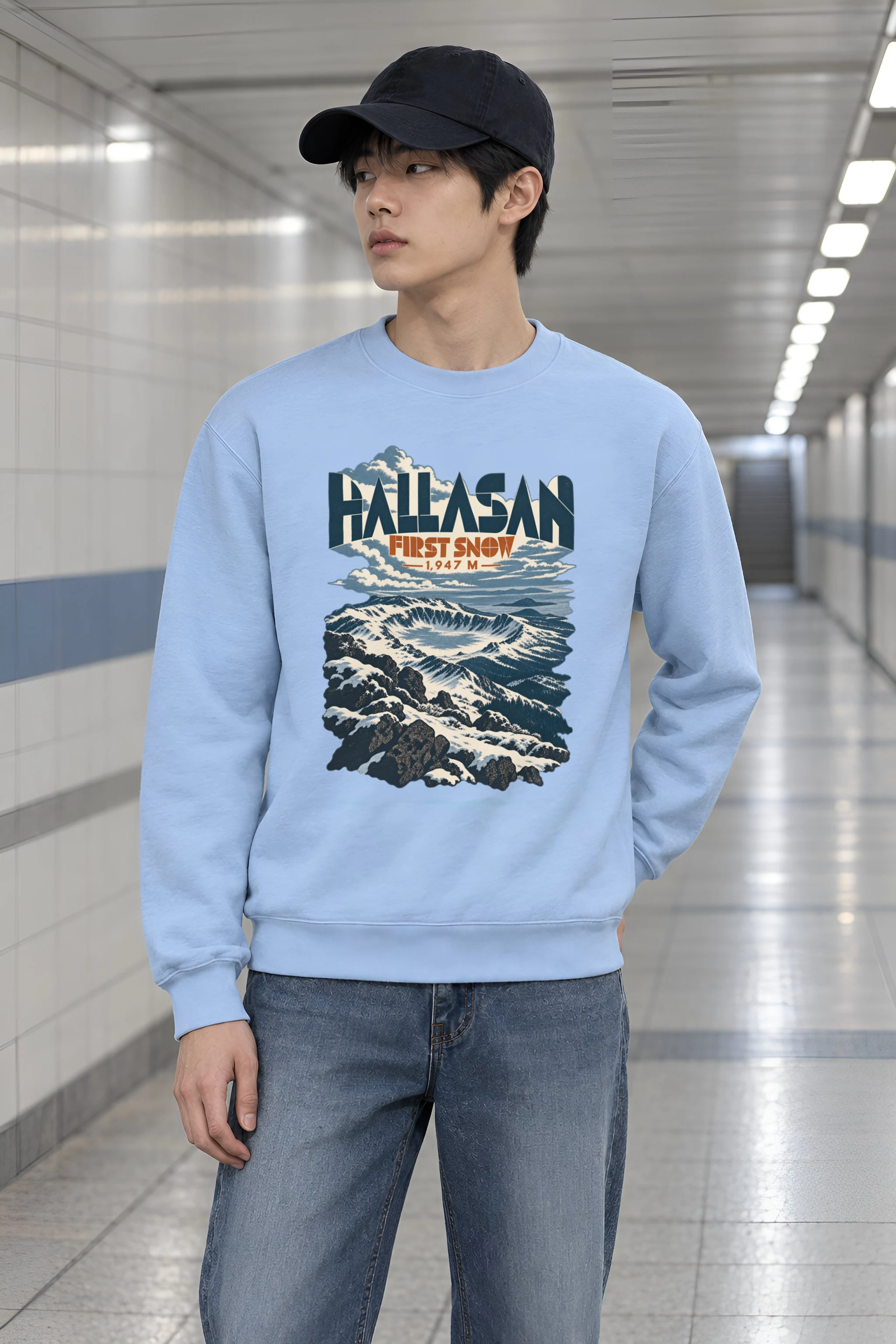"Hallasan First Snow" Heavy Blend Unisex Crewneck Sweatshirt