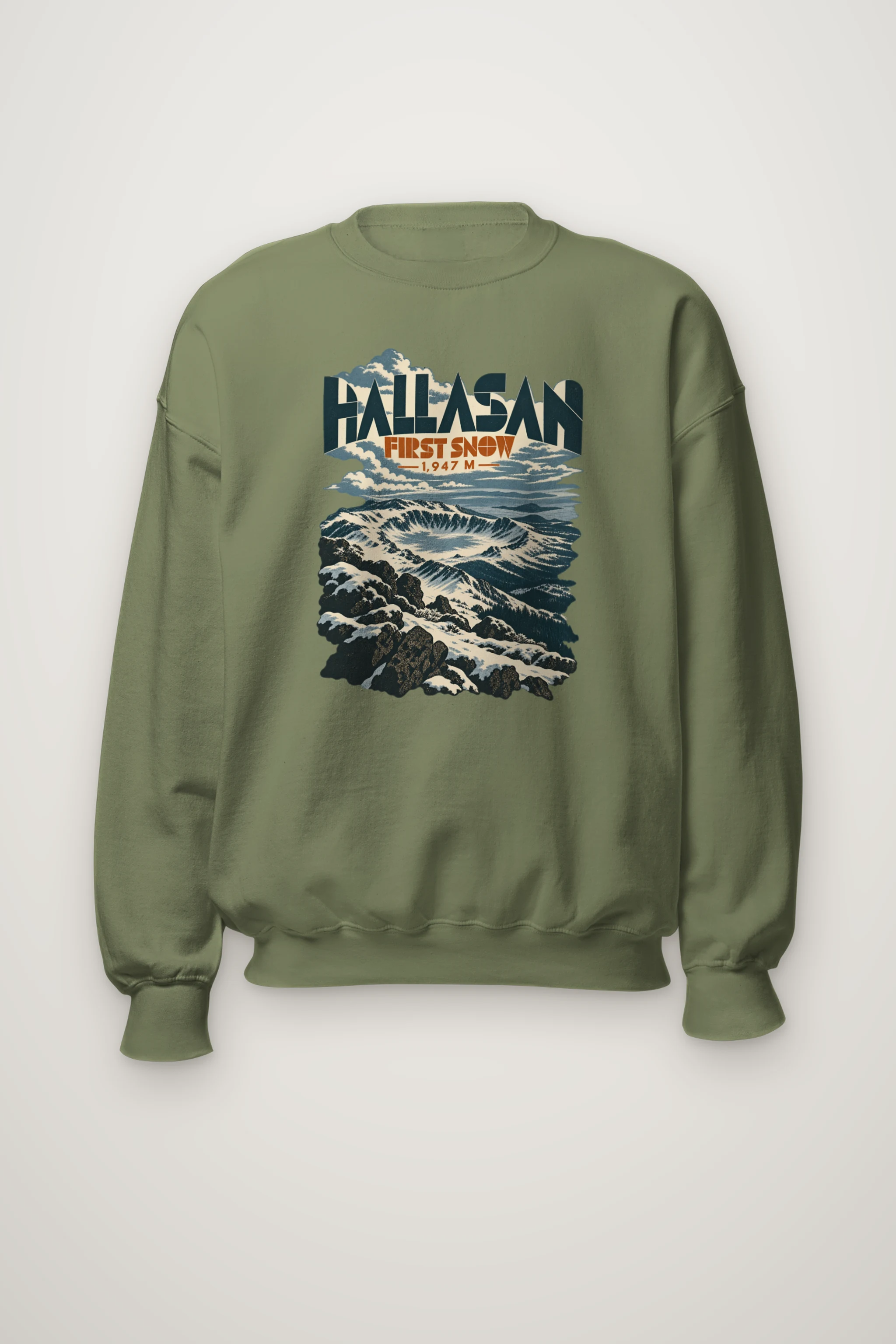 "Hallasan First Snow" Heavy Blend Unisex Crewneck Sweatshirt