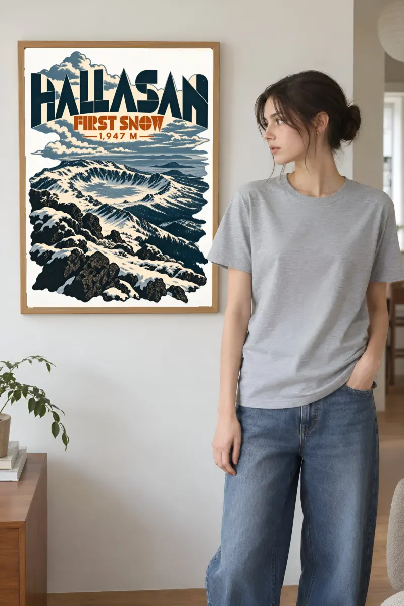 "Hallasan First Snow" Premium Wooden Framed Poster