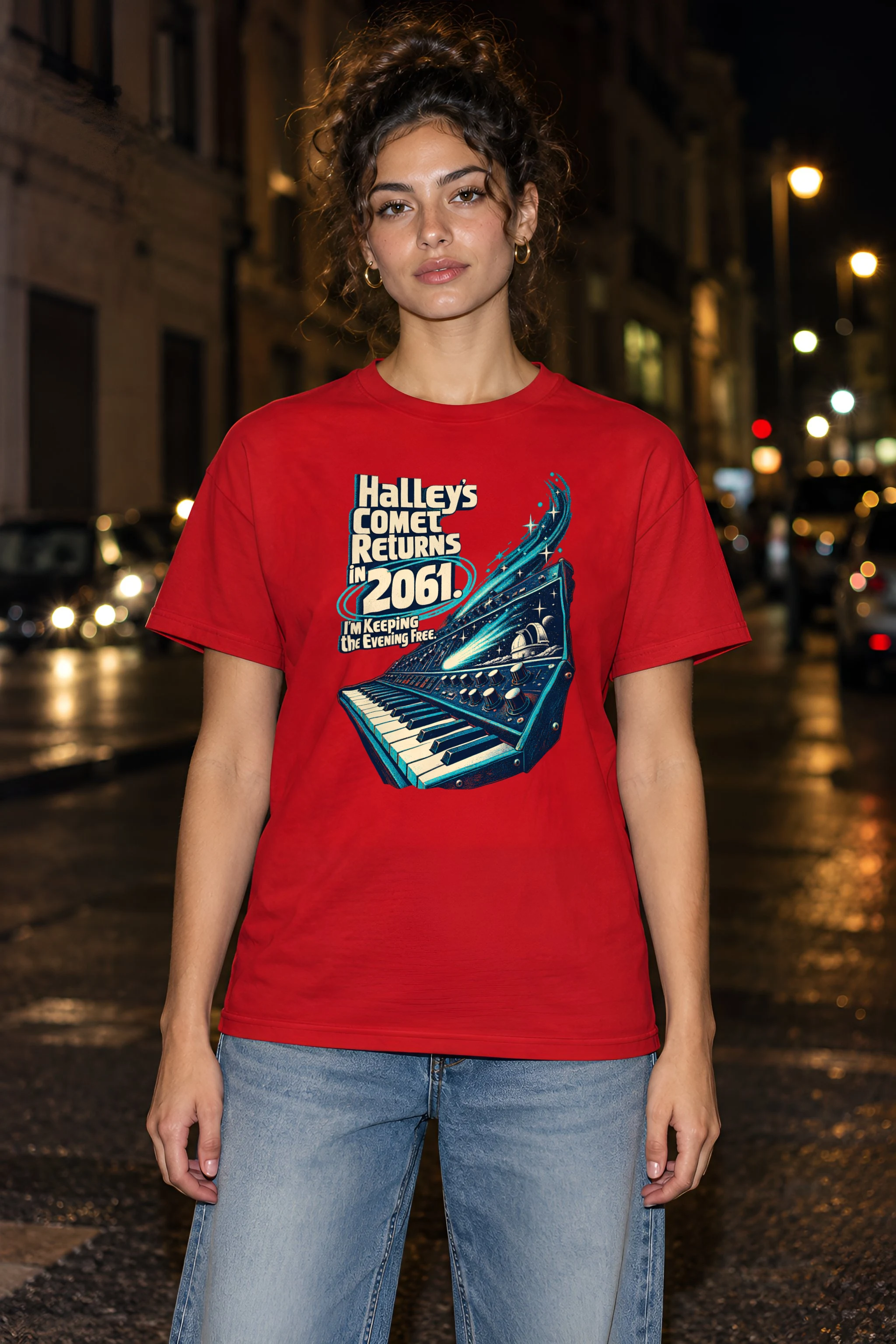 "Halley's Comet Returns in 2061" Heavyweight Unisex Crewneck T-shirt