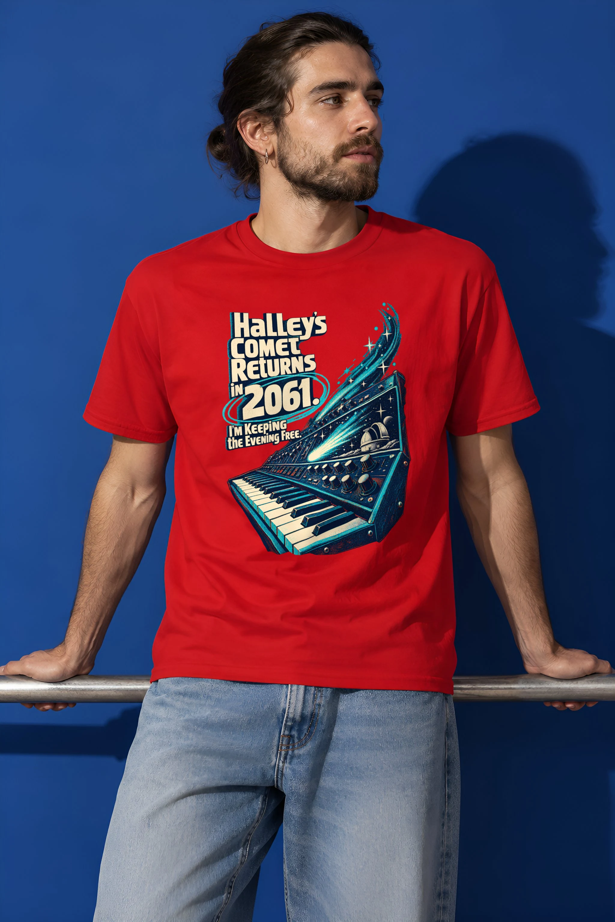 "Halley's Comet Returns in 2061" Heavyweight Unisex Crewneck T-shirt