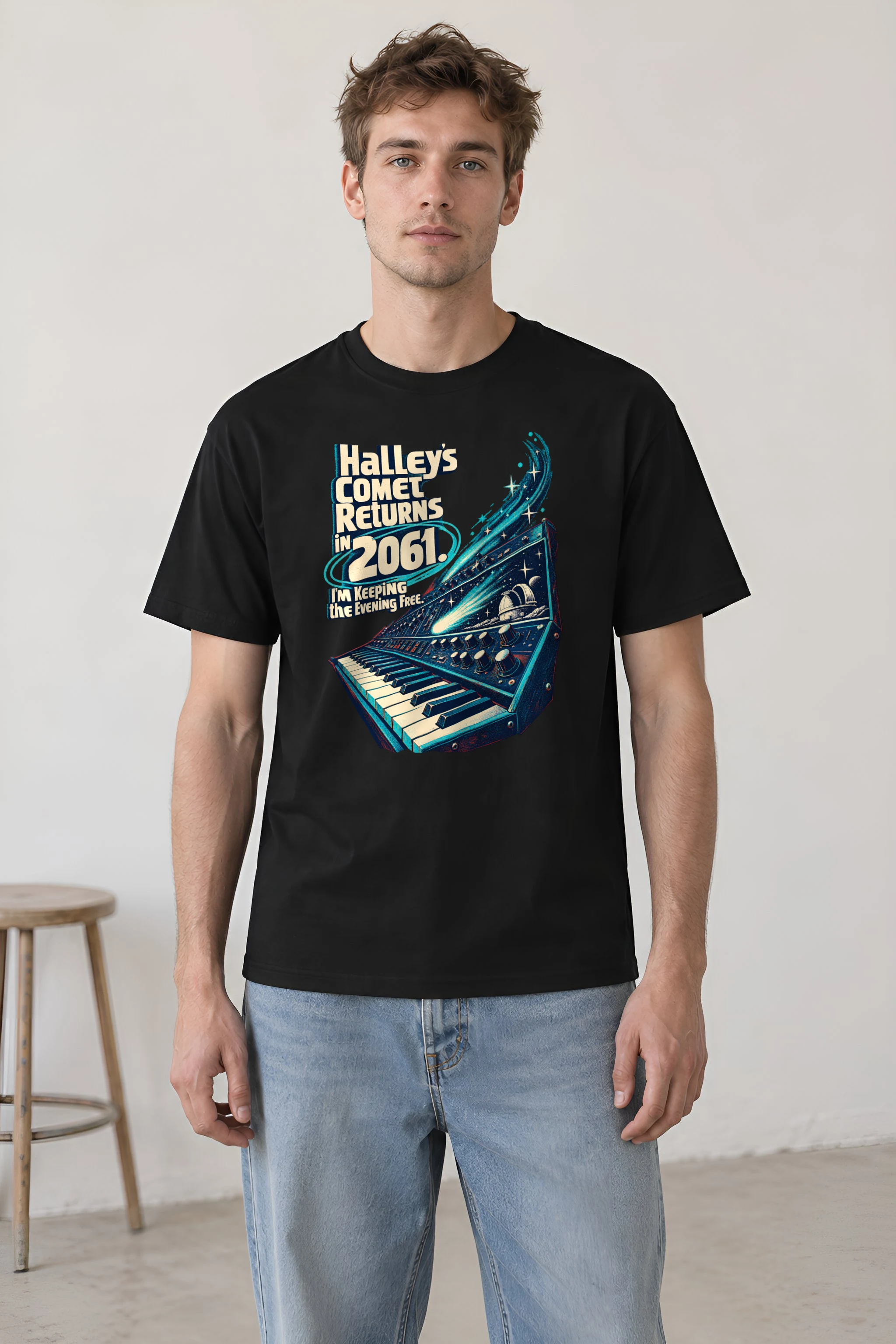 "Halley's Comet Returns in 2061" Heavyweight Unisex Crewneck T-shirt