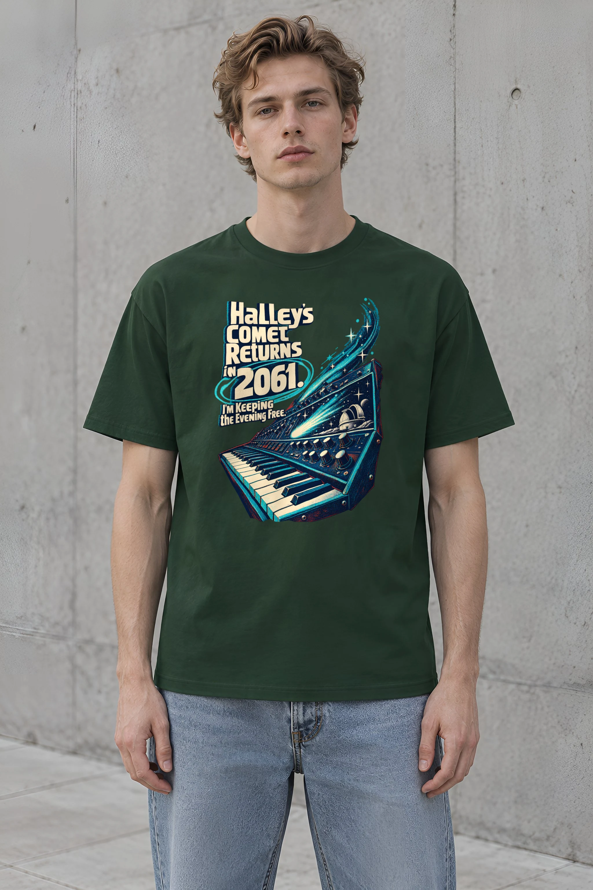 "Halley's Comet Returns in 2061" Heavyweight Unisex Crewneck T-shirt