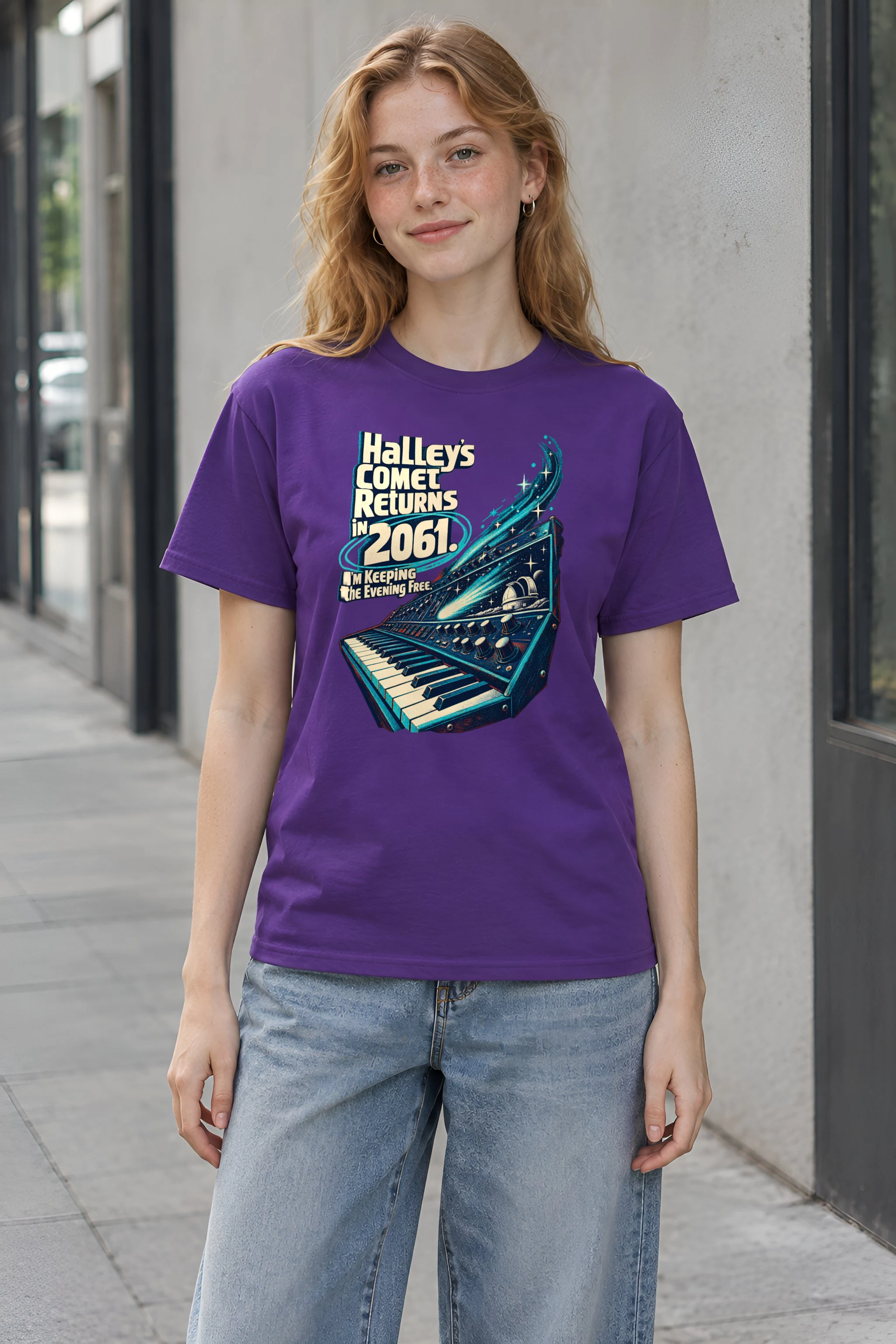 "Halley's Comet Returns in 2061" Heavyweight Unisex Crewneck T-shirt