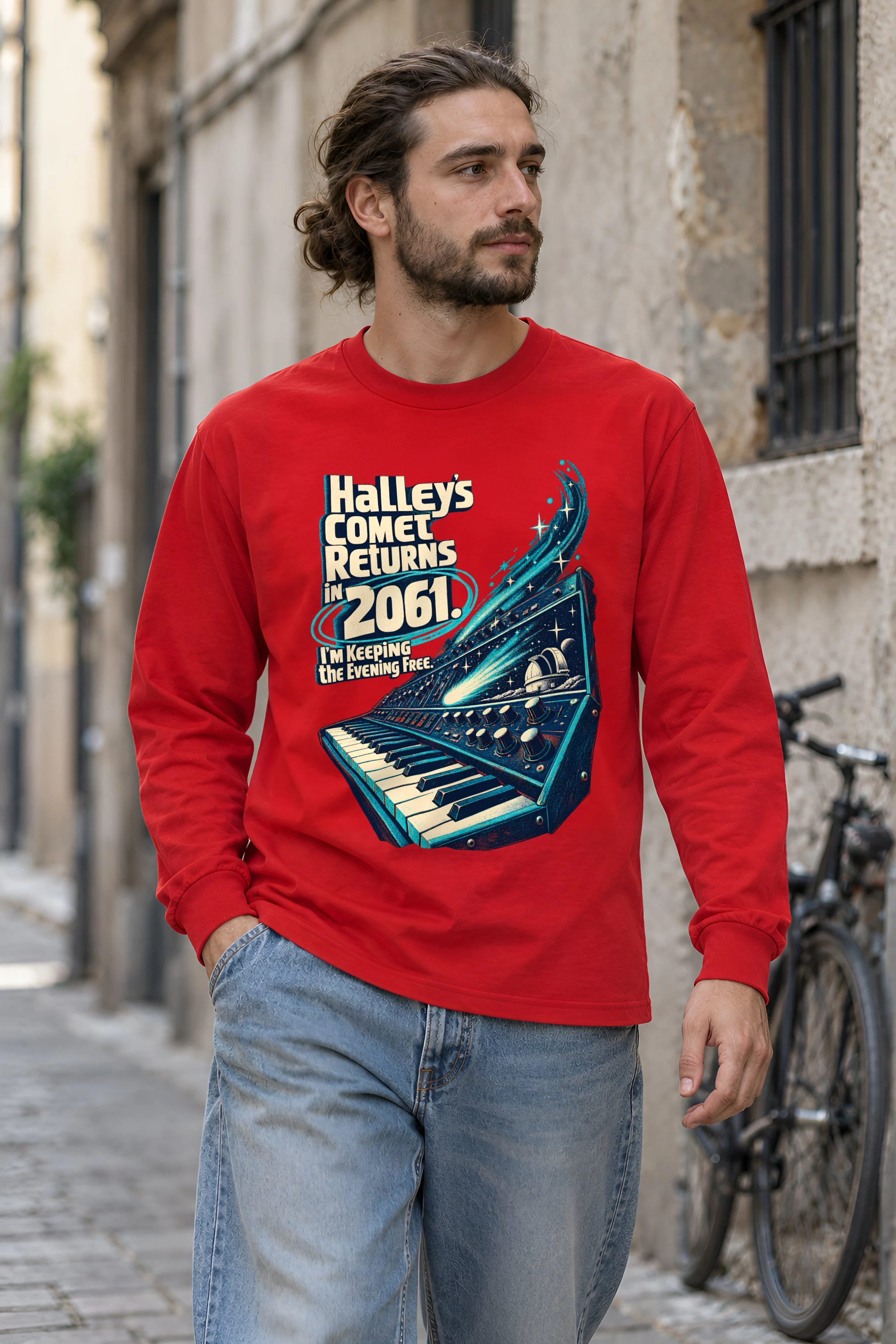 "Halley's Comet Returns in 2061" Unisex Longsleeve T-shirt