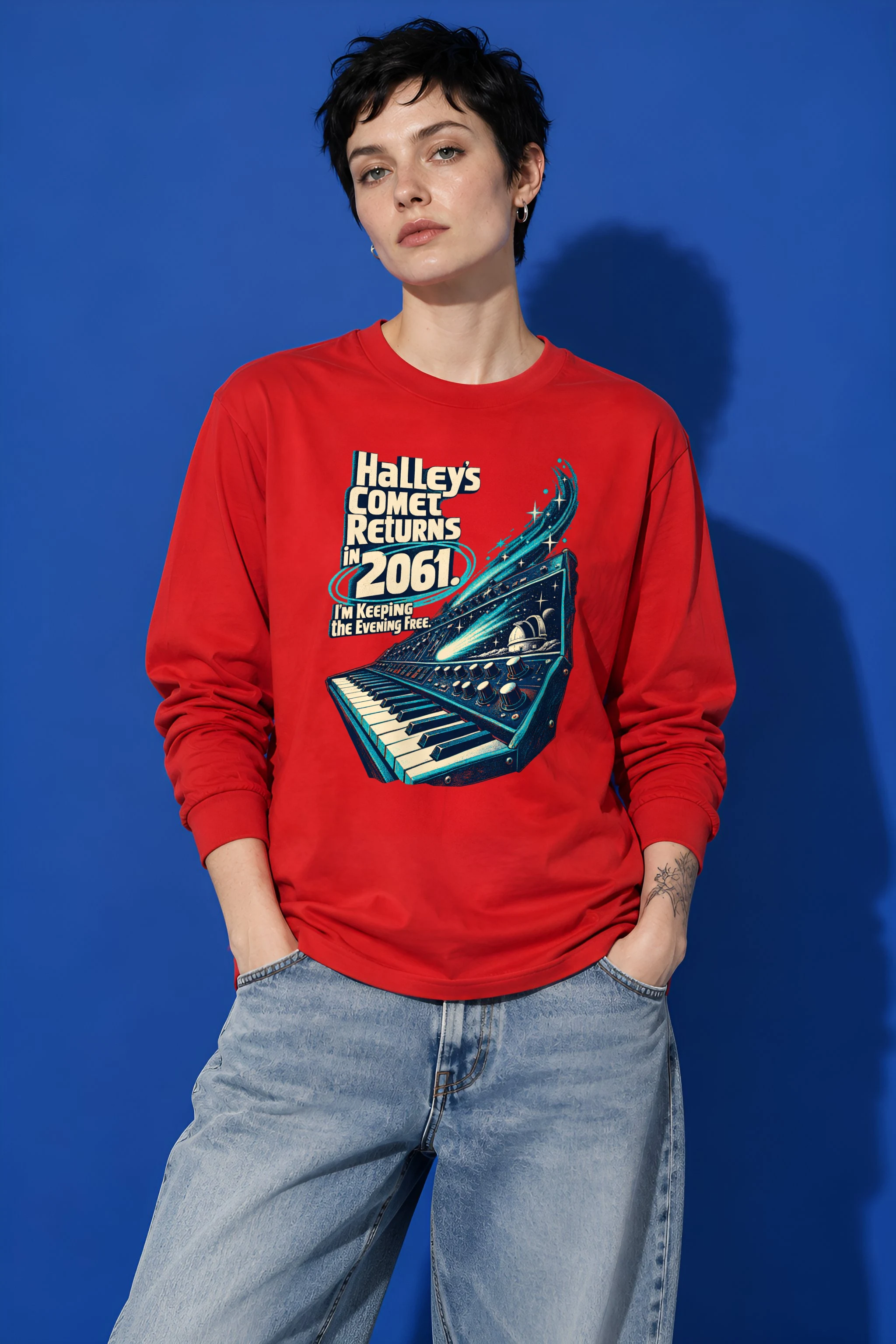 "Halley's Comet Returns in 2061" Unisex Longsleeve T-shirt