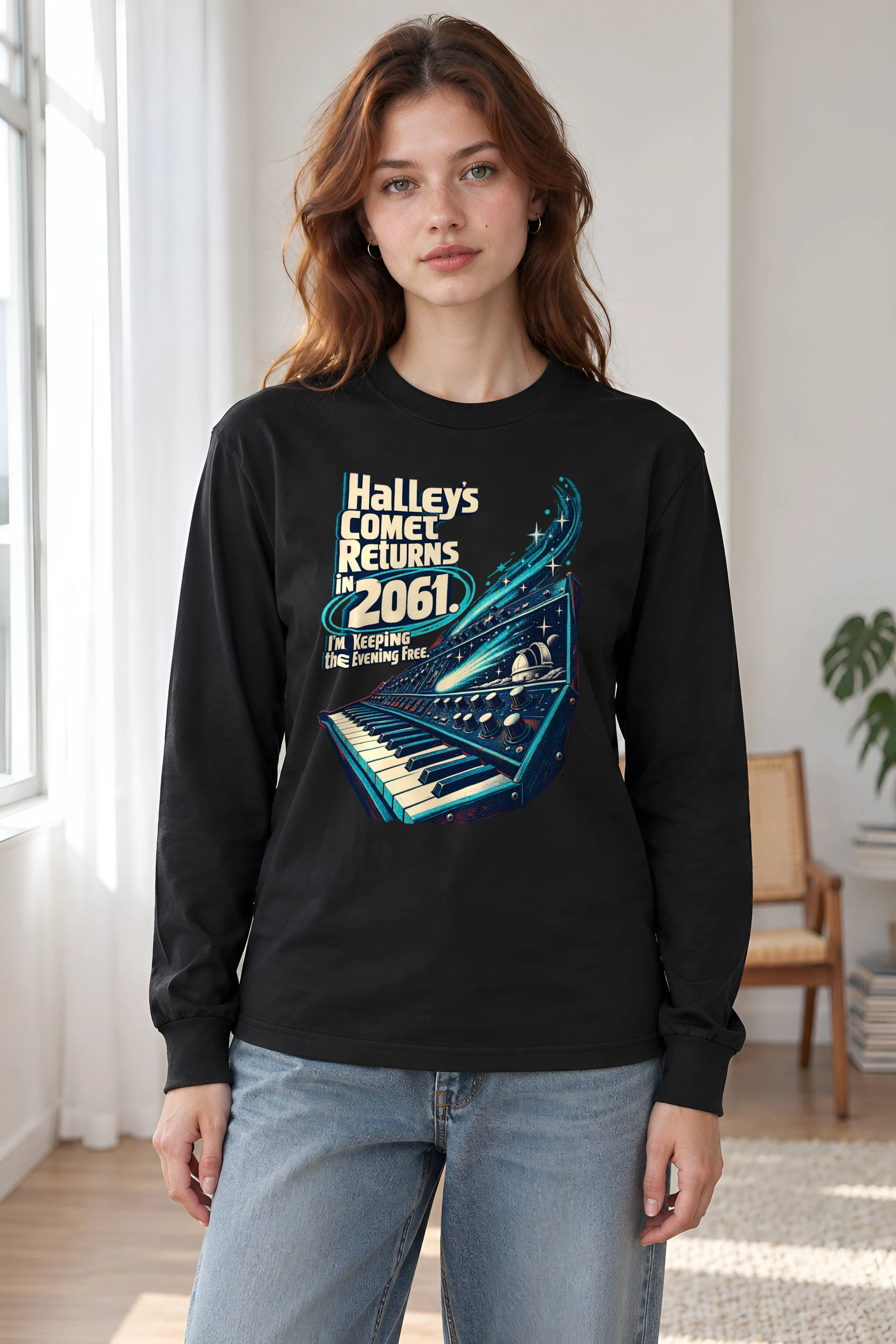 "Halley's Comet Returns in 2061" Unisex Longsleeve T-shirt
