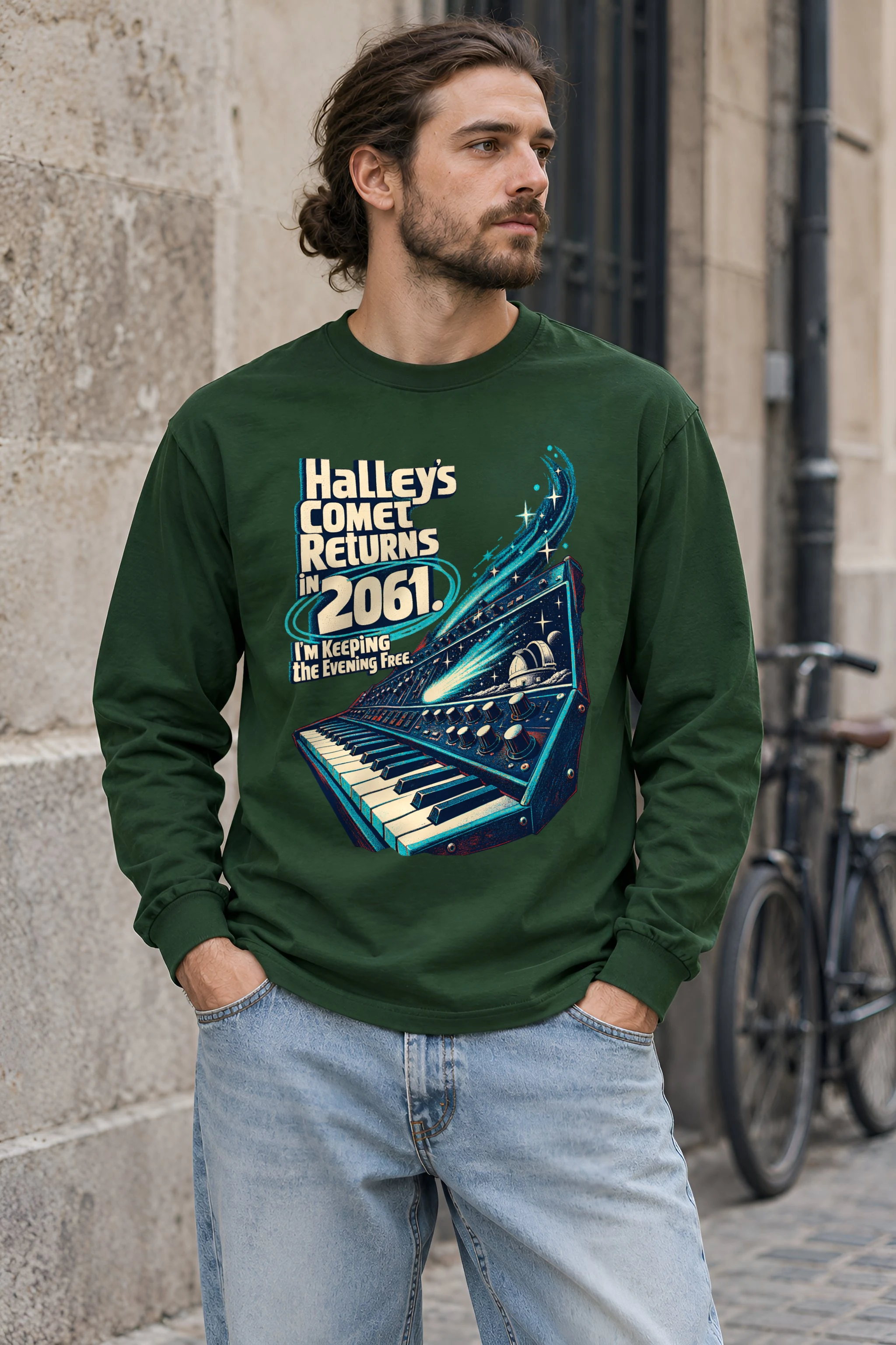 "Halley's Comet Returns in 2061" Unisex Longsleeve T-shirt
