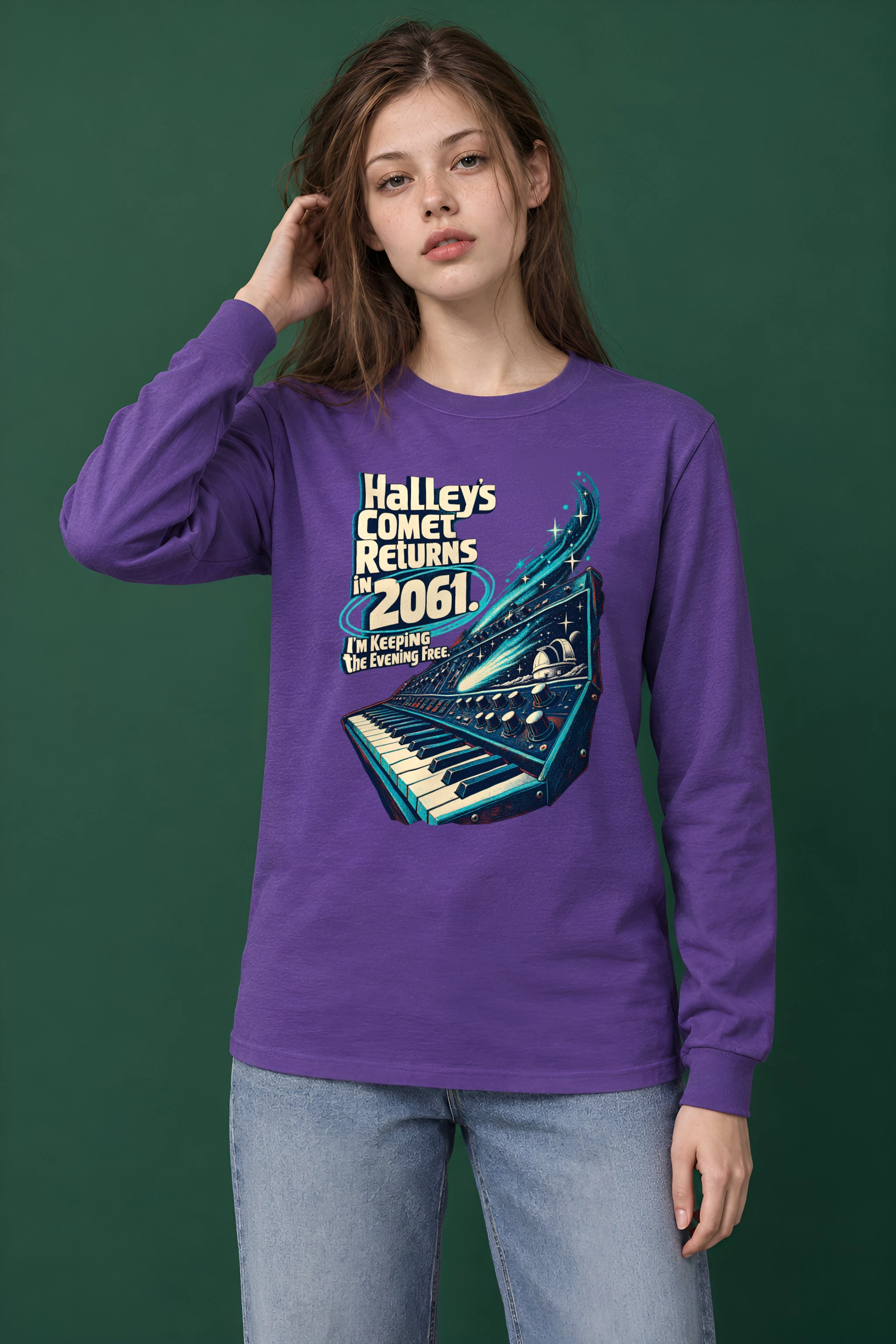 "Halley's Comet Returns in 2061" Unisex Longsleeve T-shirt