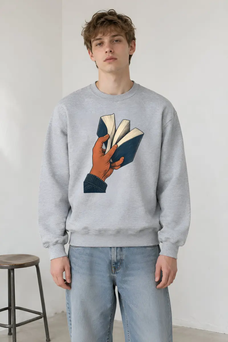 “Hand Holding Fanned Book” Heavy Blend Unisex Crewneck Sweatshirt