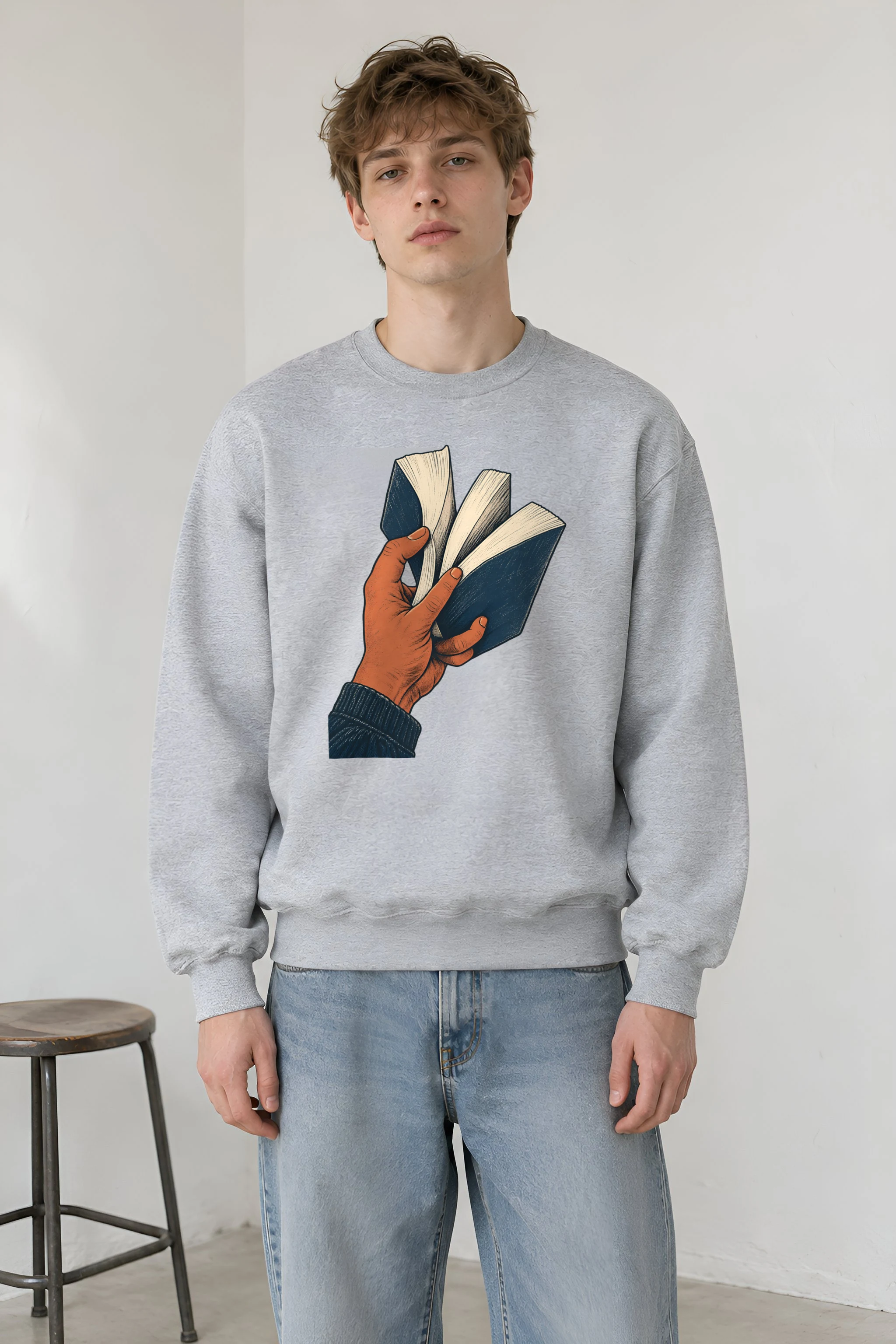 "Hand Holding Fanned Book" Heavy Blend Unisex Crewneck Sweatshirt