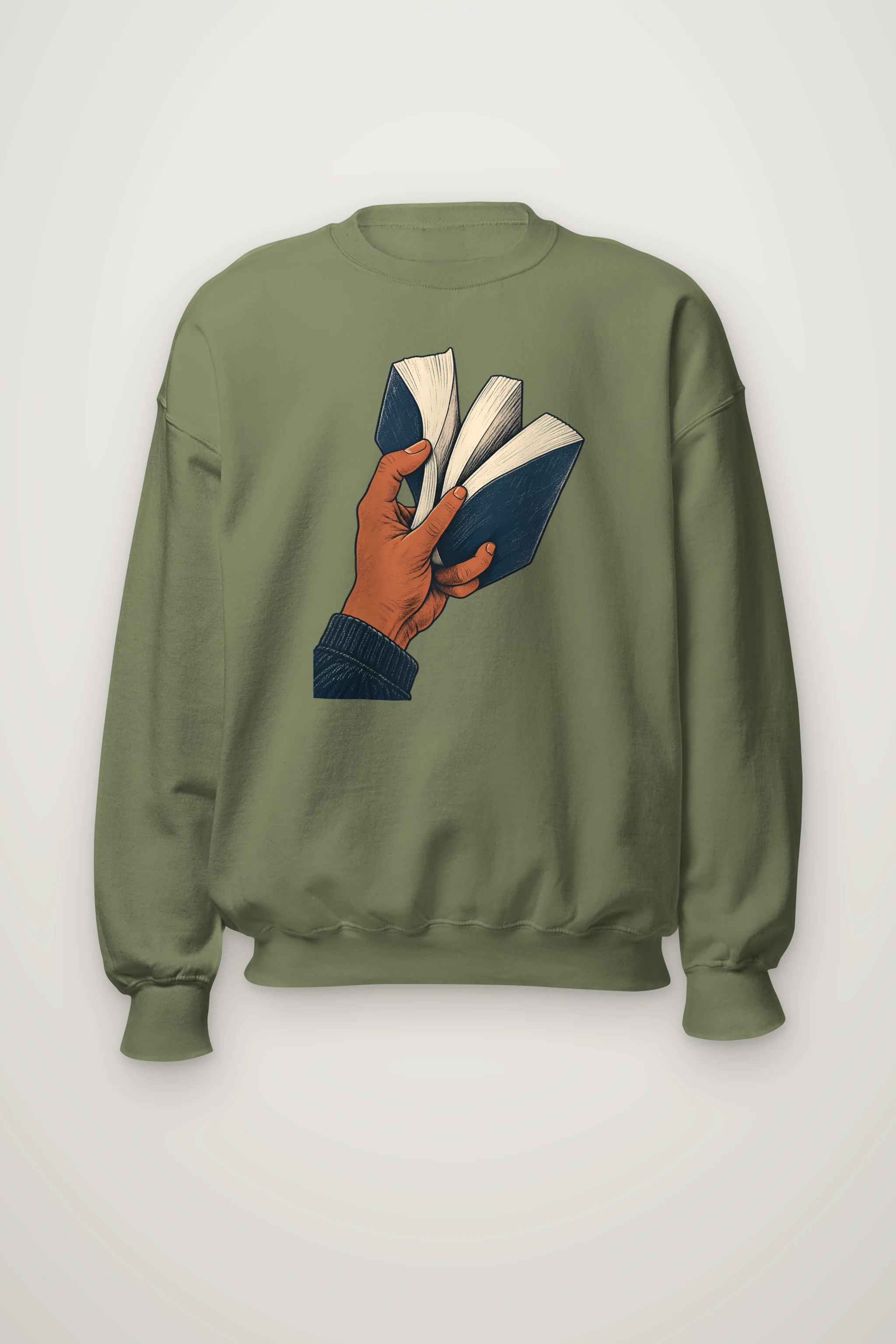 "Hand Holding Fanned Book" Heavy Blend Unisex Crewneck Sweatshirt