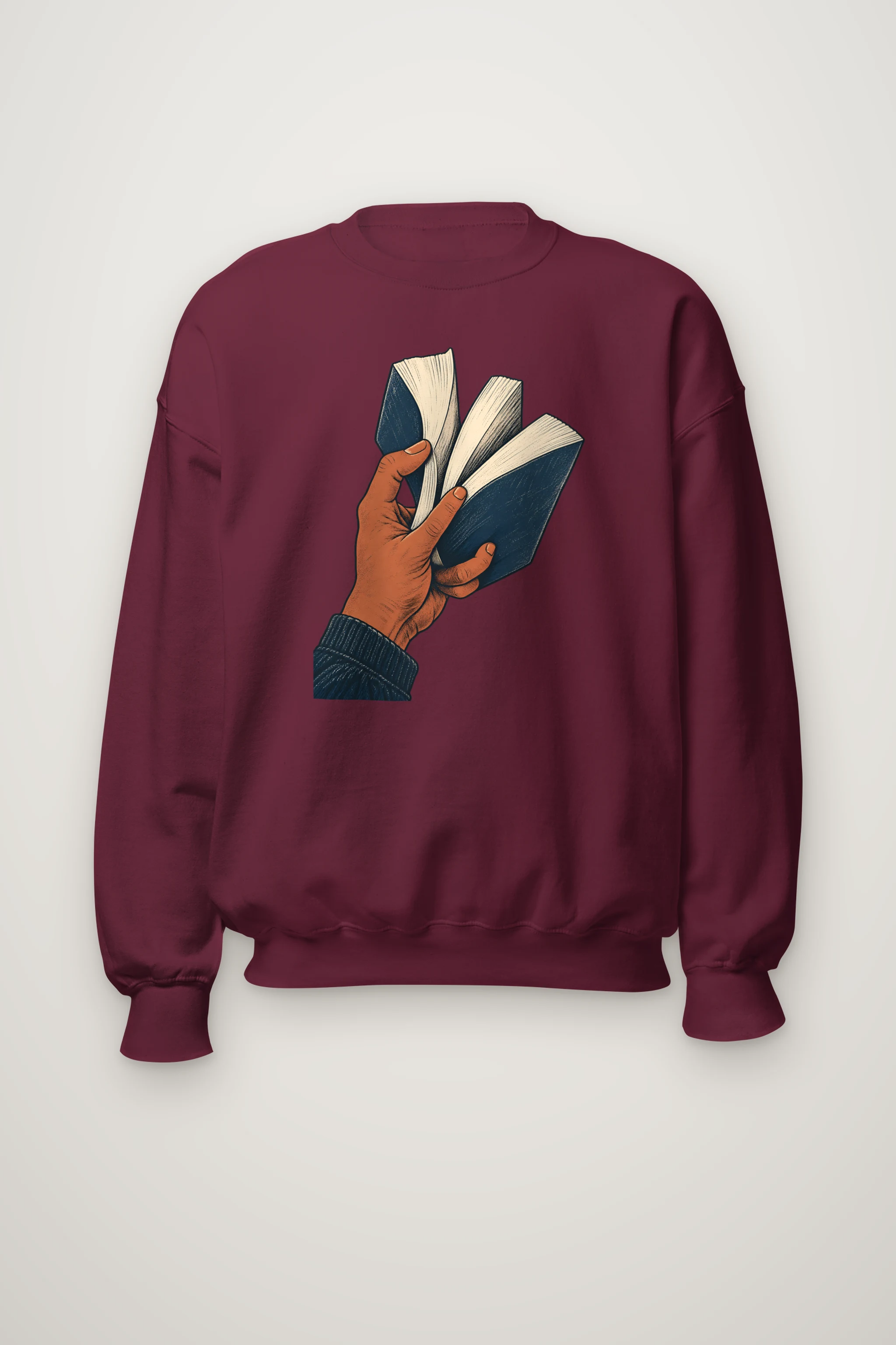 "Hand Holding Fanned Book" Heavy Blend Unisex Crewneck Sweatshirt