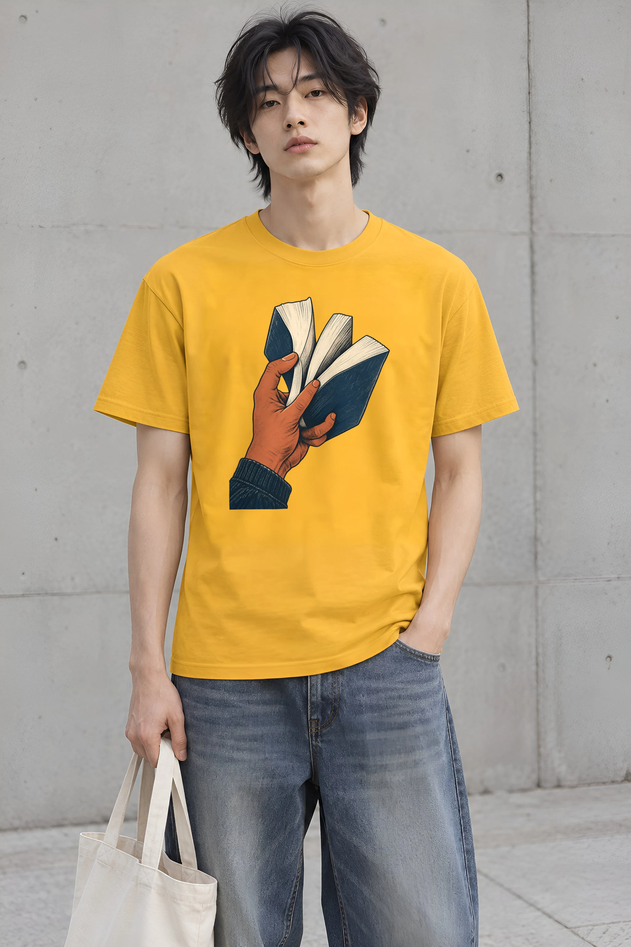 "Hand Holding Fanned Book" Heavyweight Unisex Crewneck T-shirt