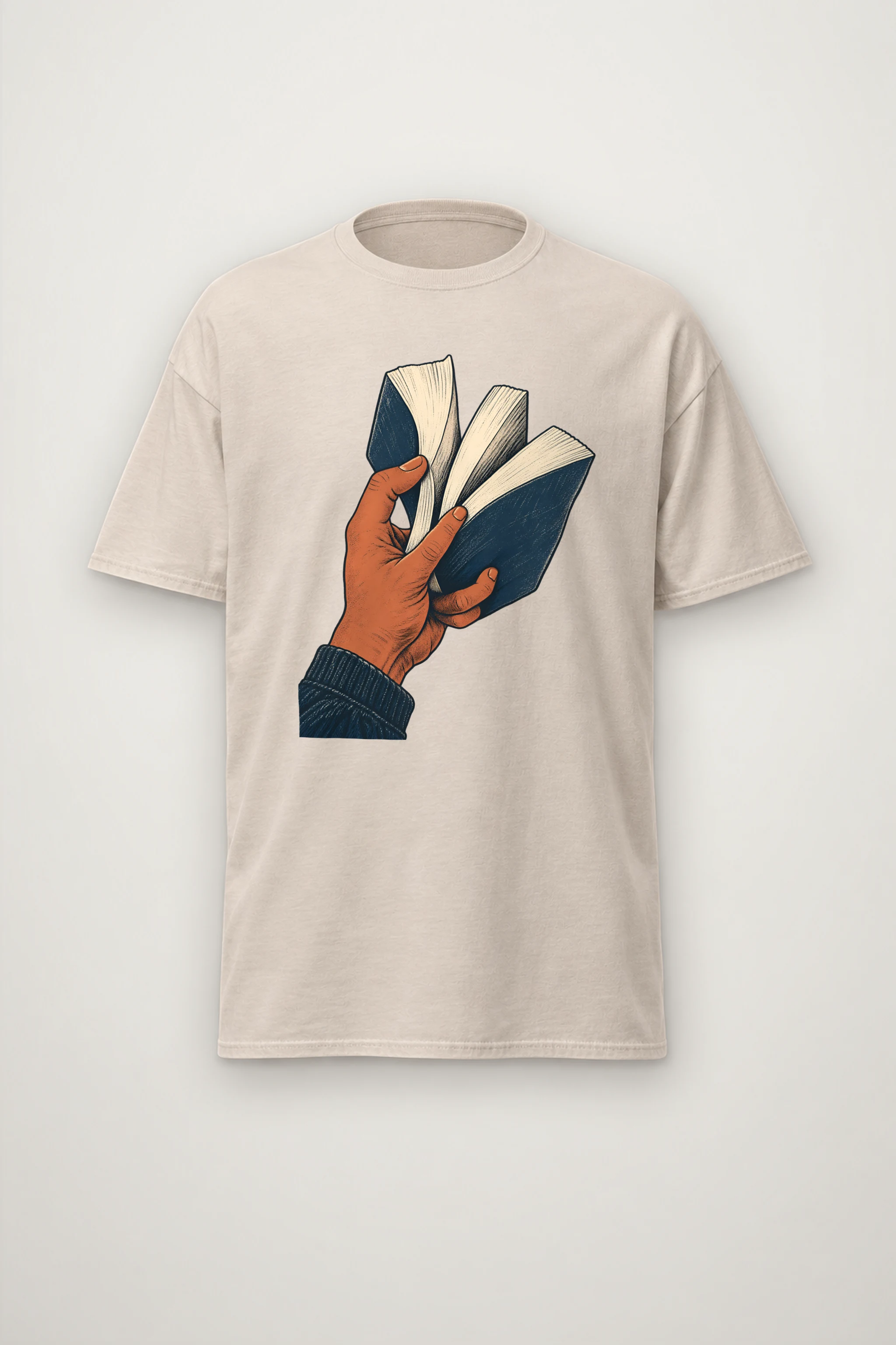 "Hand Holding Fanned Book" Heavyweight Unisex Crewneck T-shirt