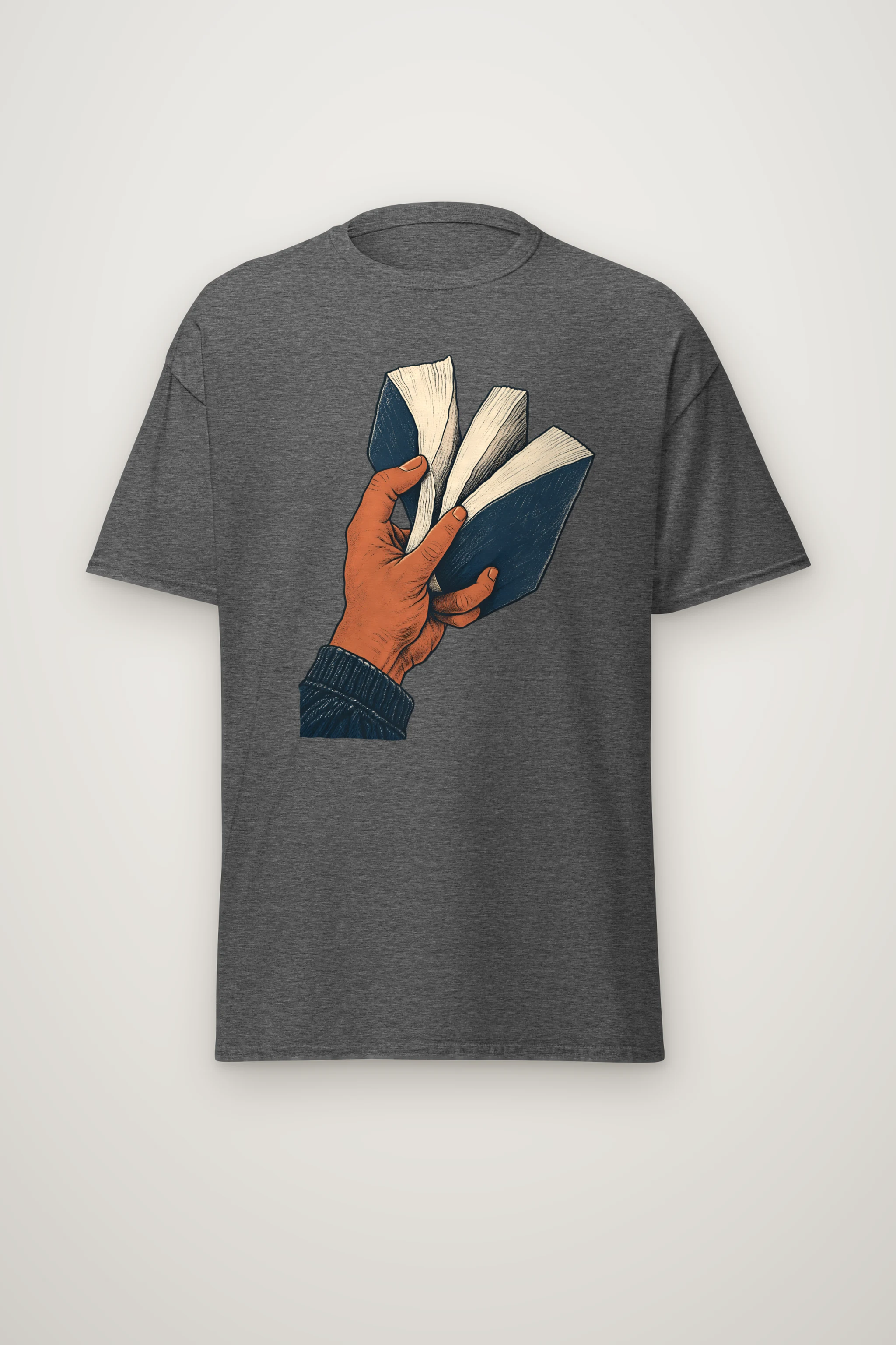"Hand Holding Fanned Book" Heavyweight Unisex Crewneck T-shirt