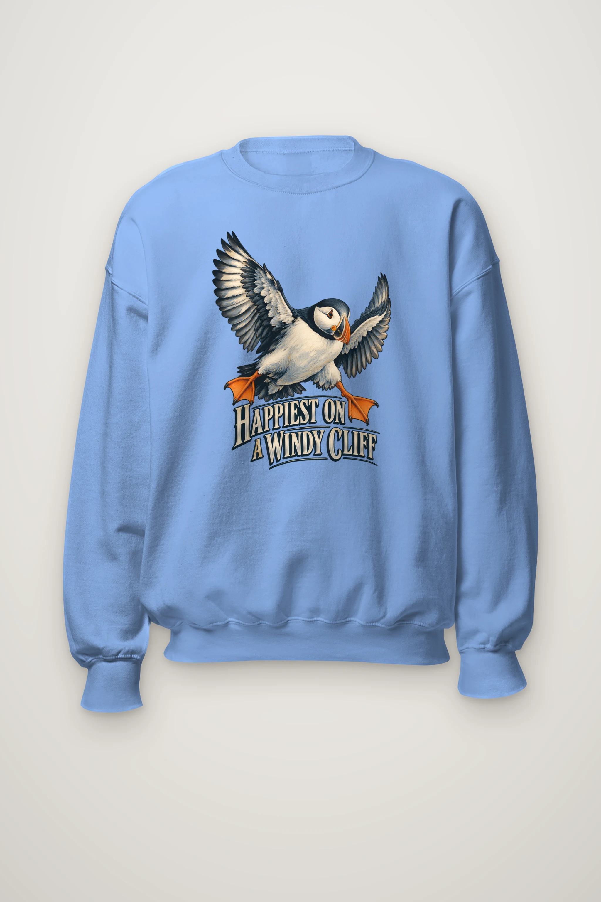 "Happiest on a Windy Cliff" Heavy Blend Unisex Crewneck Sweatshirt
