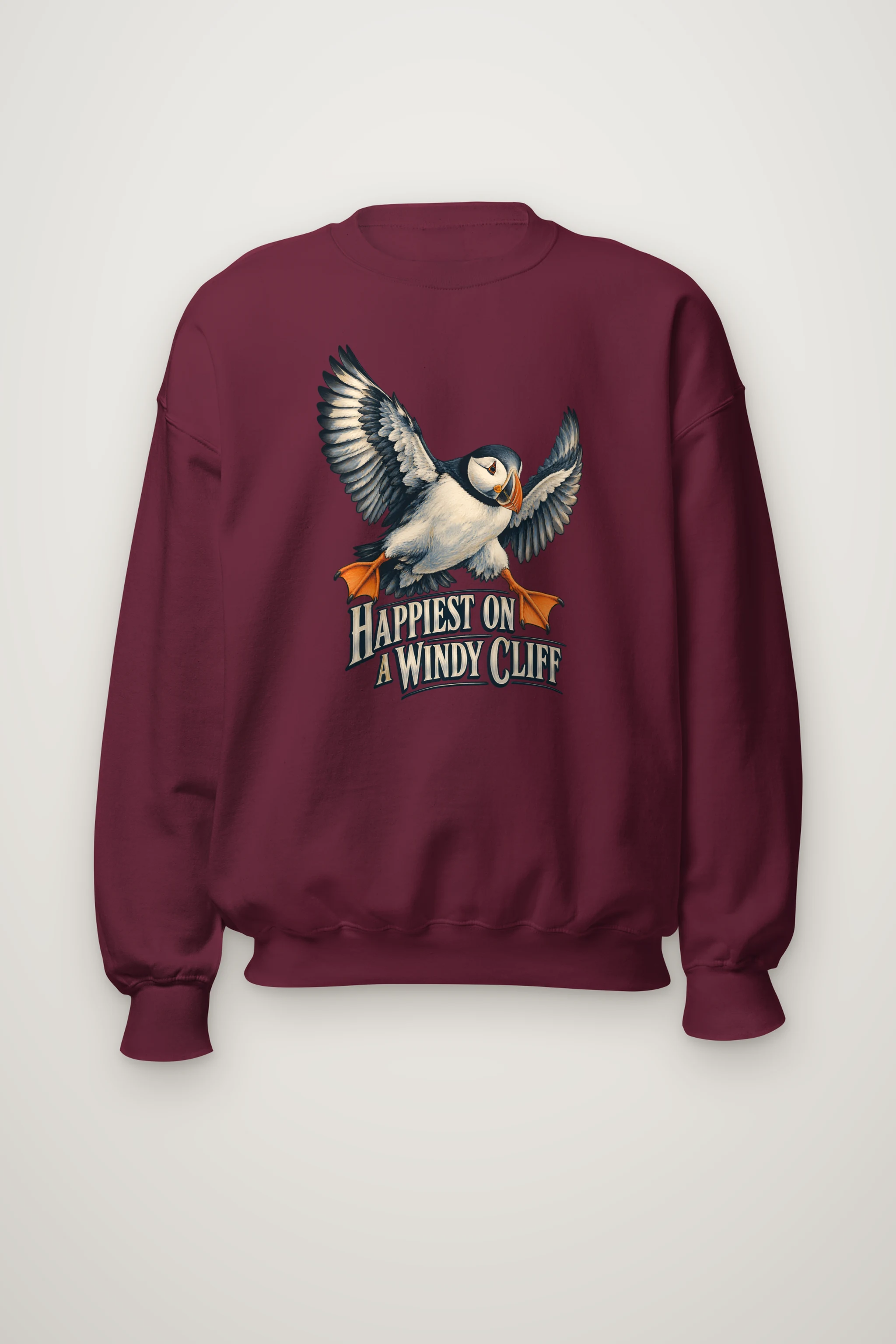 "Happiest on a Windy Cliff" Heavy Blend Unisex Crewneck Sweatshirt
