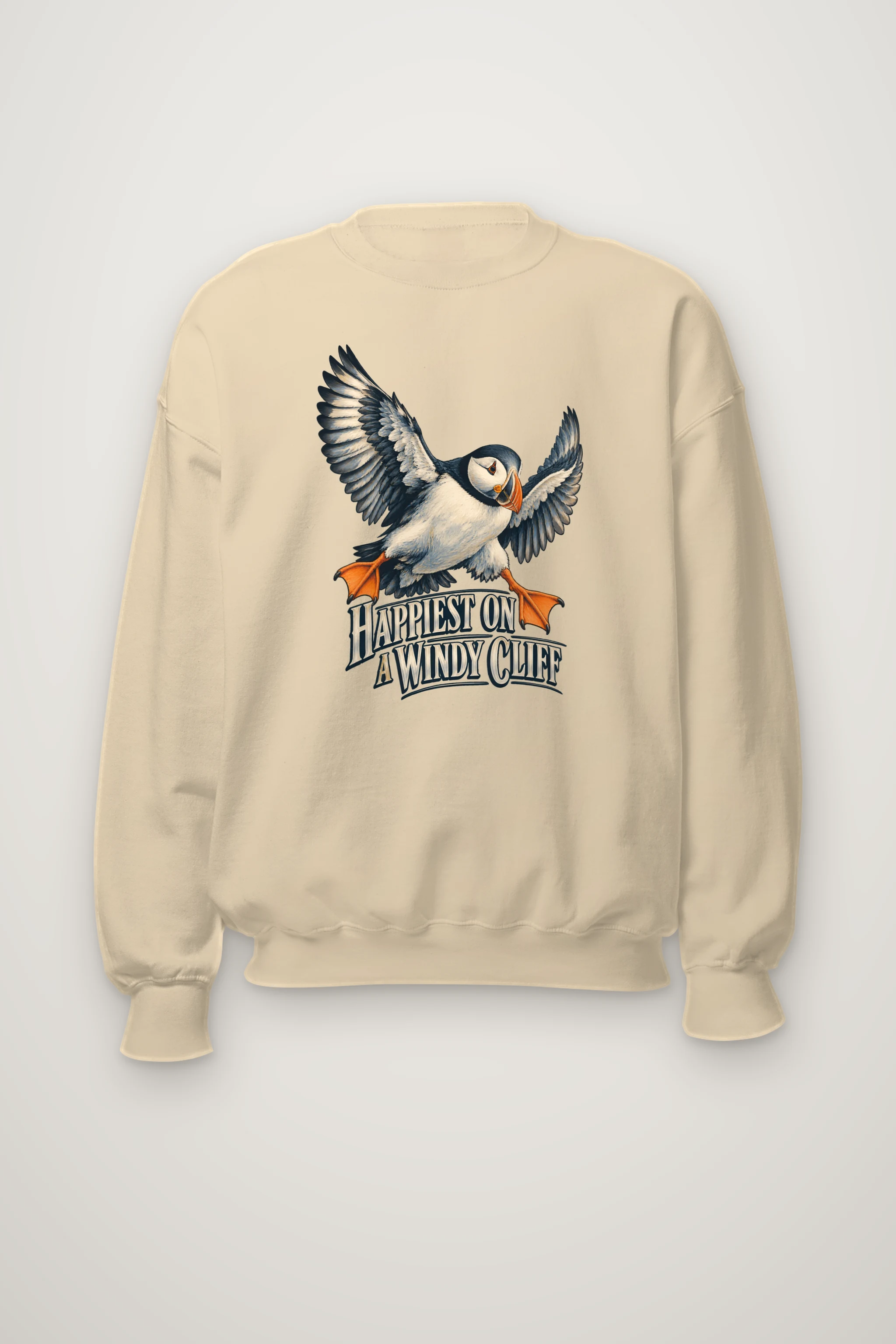 "Happiest on a Windy Cliff" Heavy Blend Unisex Crewneck Sweatshirt