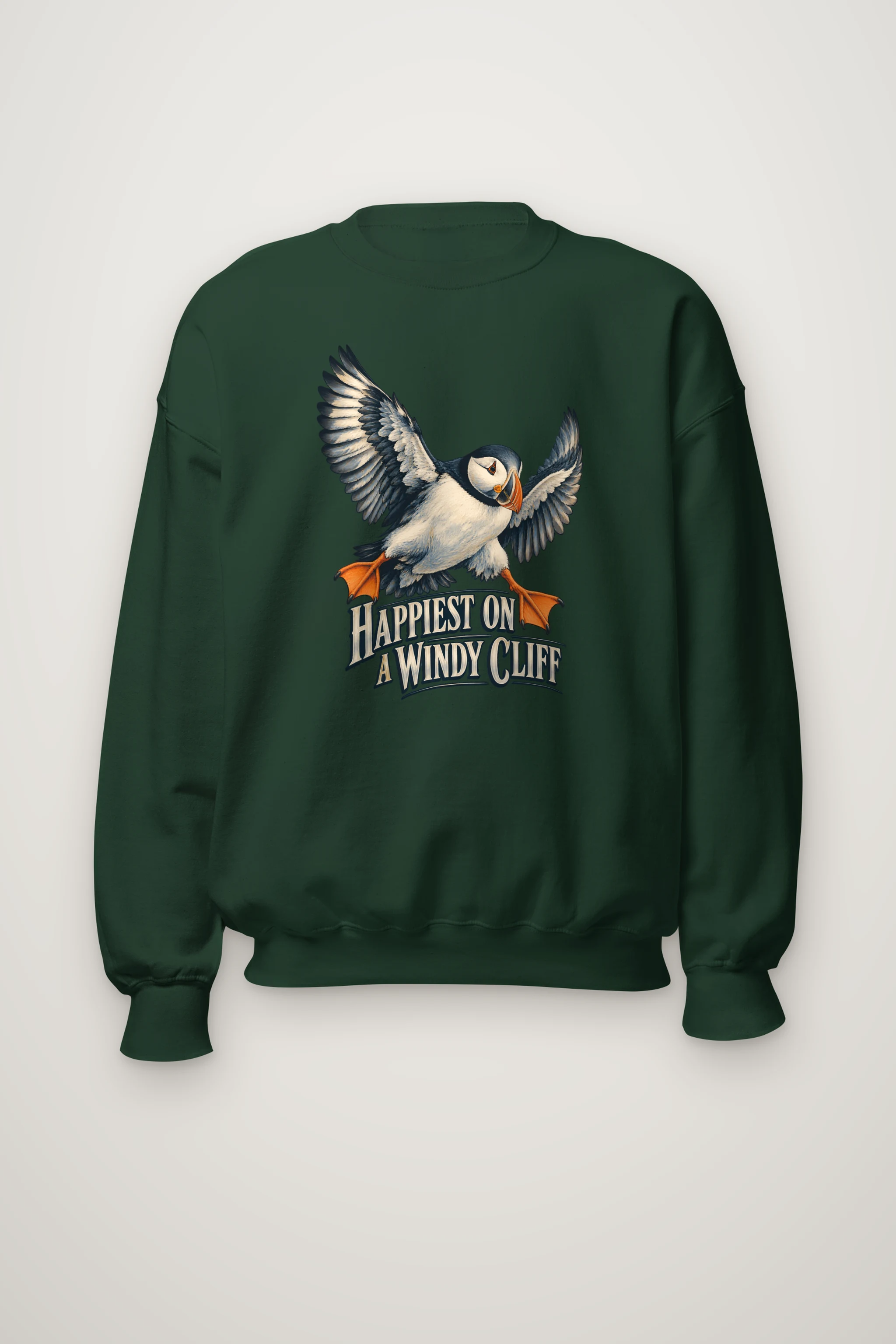 "Happiest on a Windy Cliff" Heavy Blend Unisex Crewneck Sweatshirt