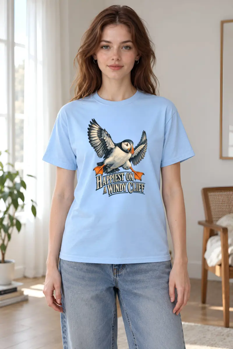 “Happiest on a Windy Cliff” Heavyweight Unisex Crewneck T-shirt