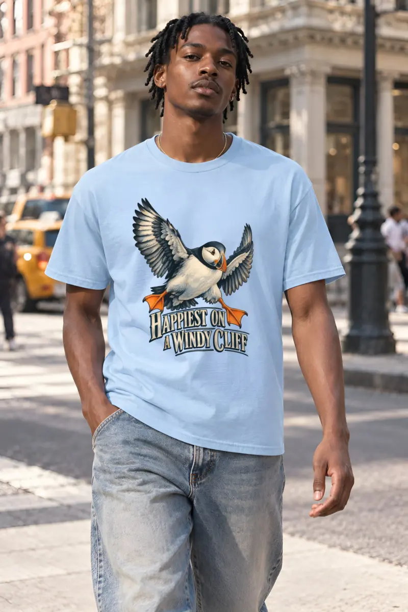 "Happiest on a Windy Cliff" Heavyweight Unisex Crewneck T-shirt