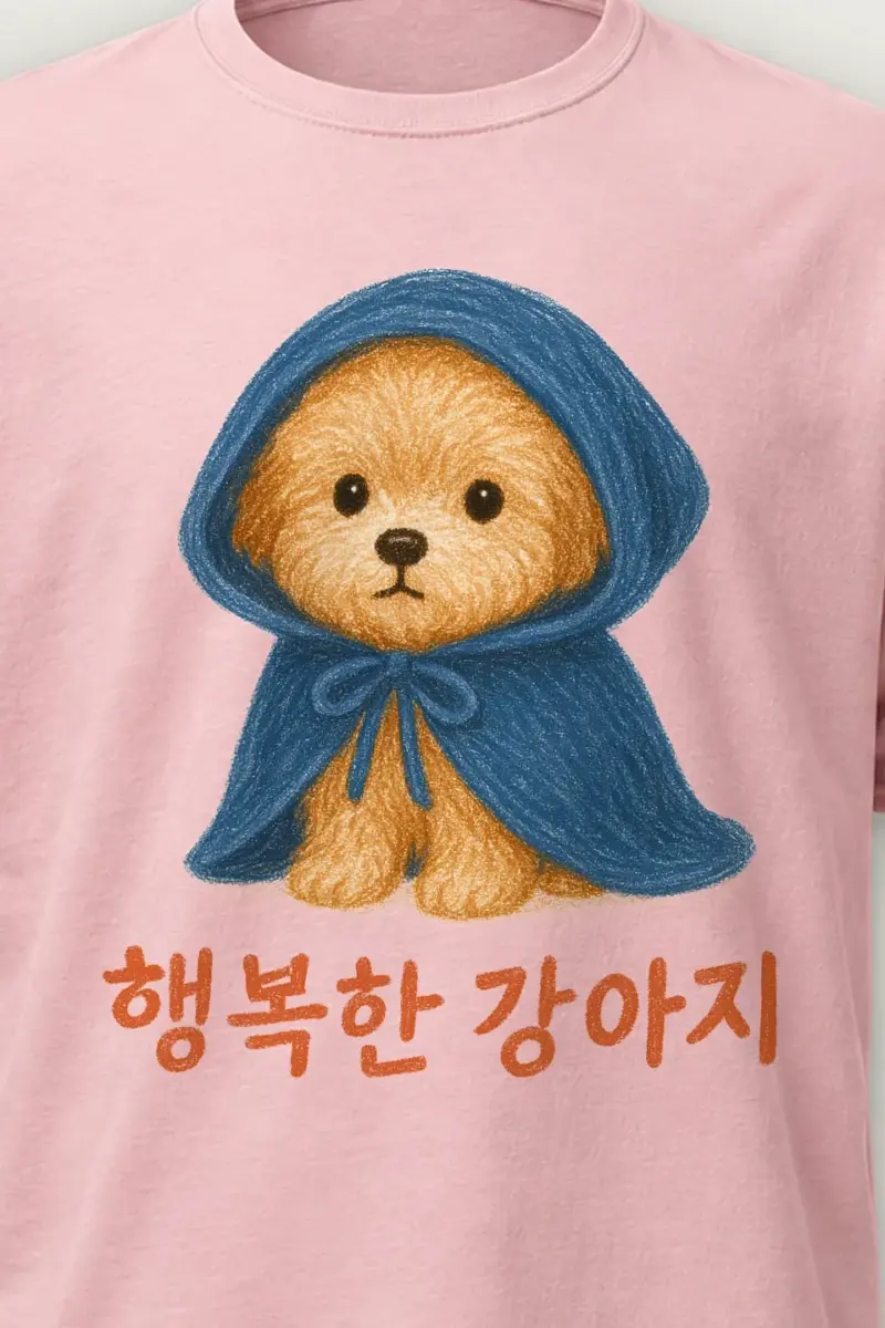 "Happy Puppy" Heavyweight Unisex Crewneck T-shirt
