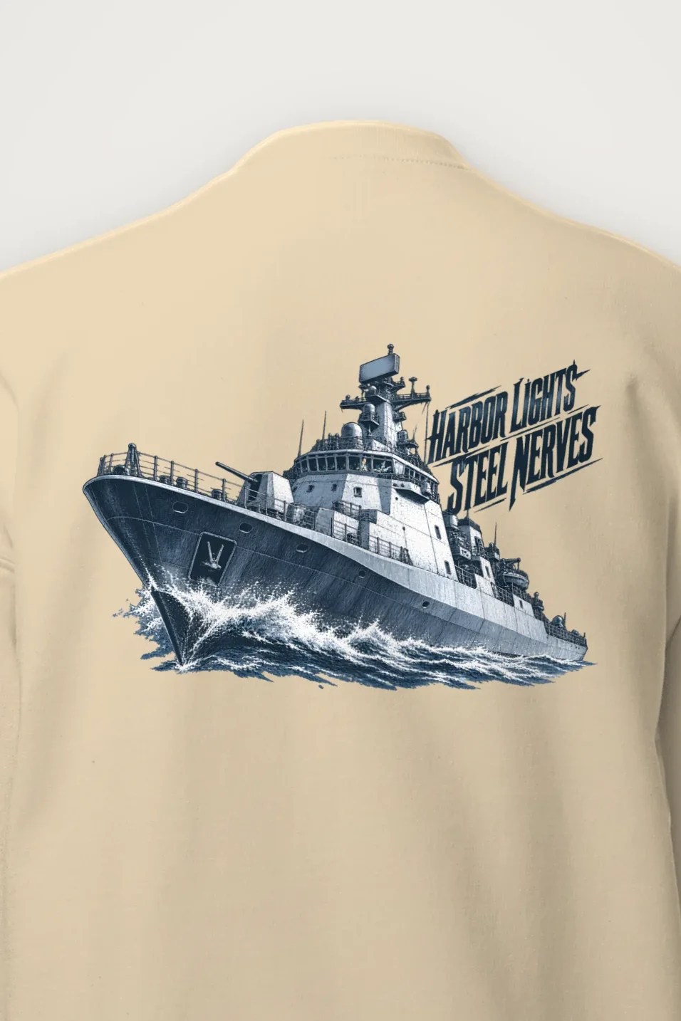"Harbor Lights, Steel Nerves" Heavy Blend Unisex Crewneck Sweatshirt - the graphic up close