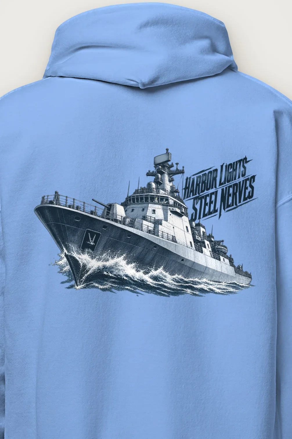 "Harbor Lights, Steel Nerves" Heavy Blend Unisex Pullover Hoodie - the graphic up close