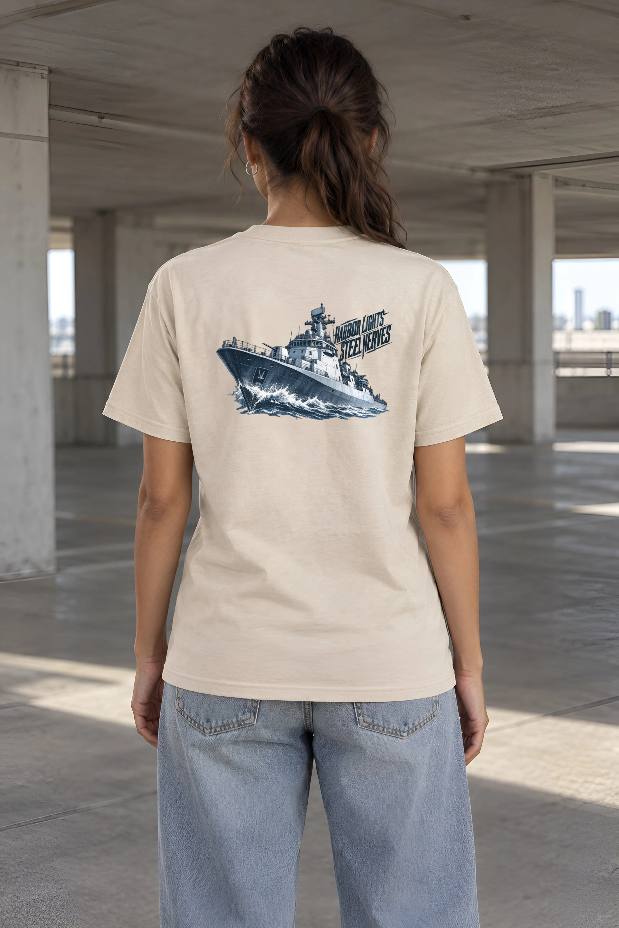 "Harbor Lights, Steel Nerves" Heavyweight Unisex Crewneck T-shirt