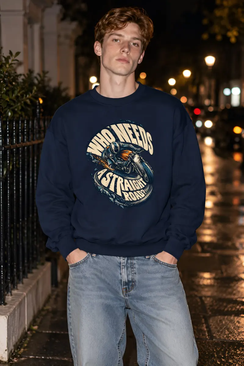 “Hard Corner Motorcycle” Unisex Crewneck Sweatshirt