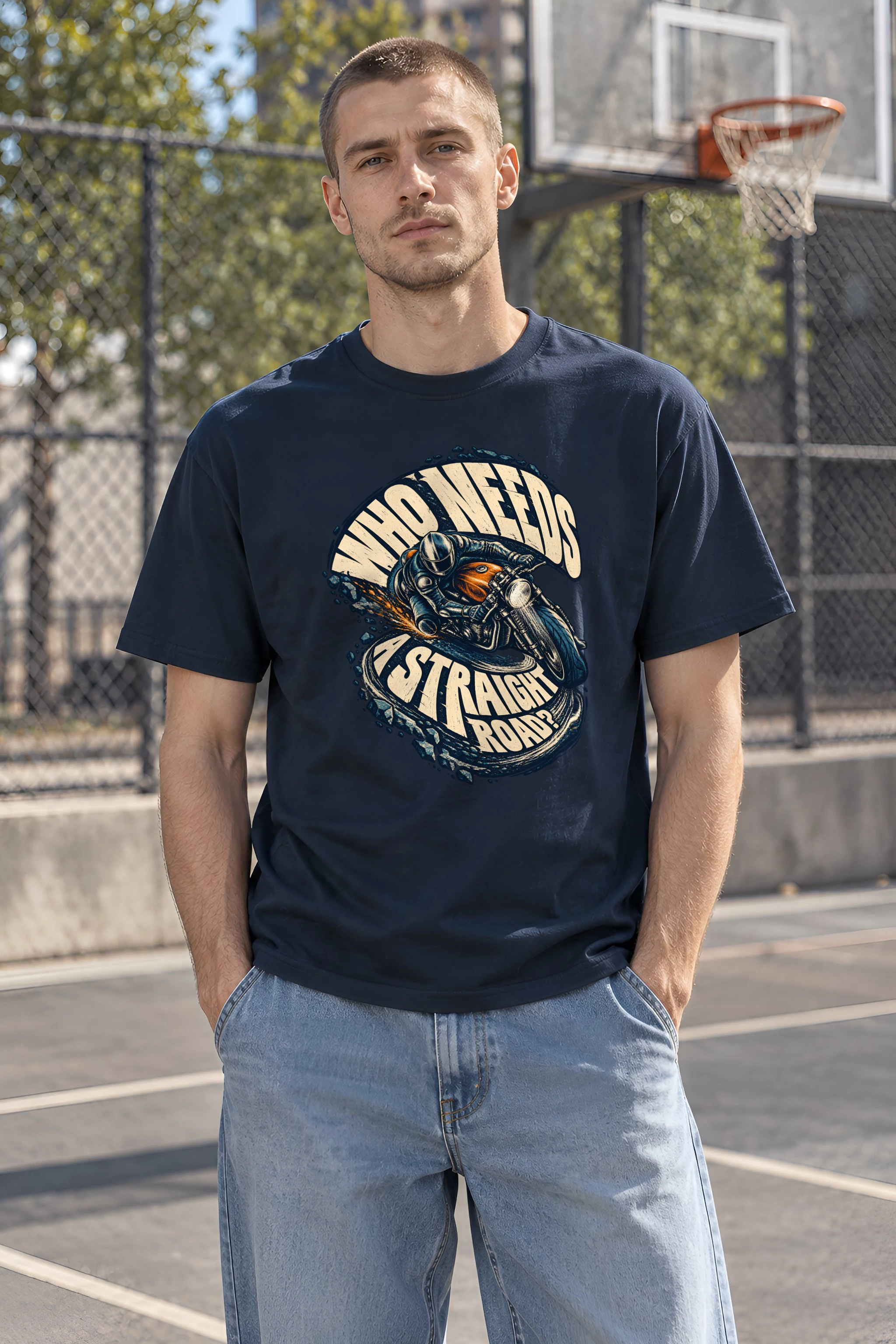 "Hard Corner Rider" Heavyweight Unisex Crewneck T-shirt