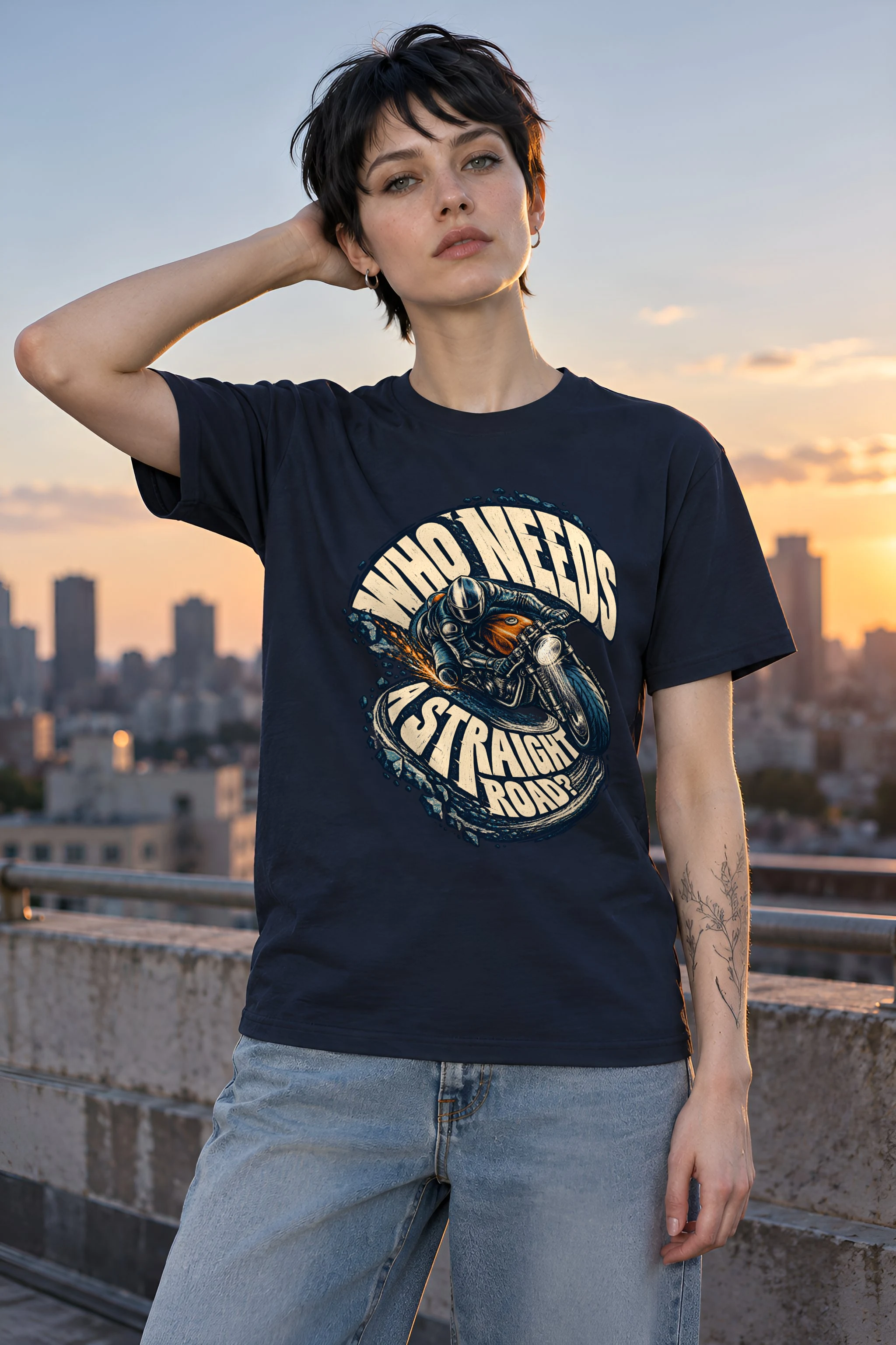 "Hard Corner Rider" Heavyweight Unisex Crewneck T-shirt