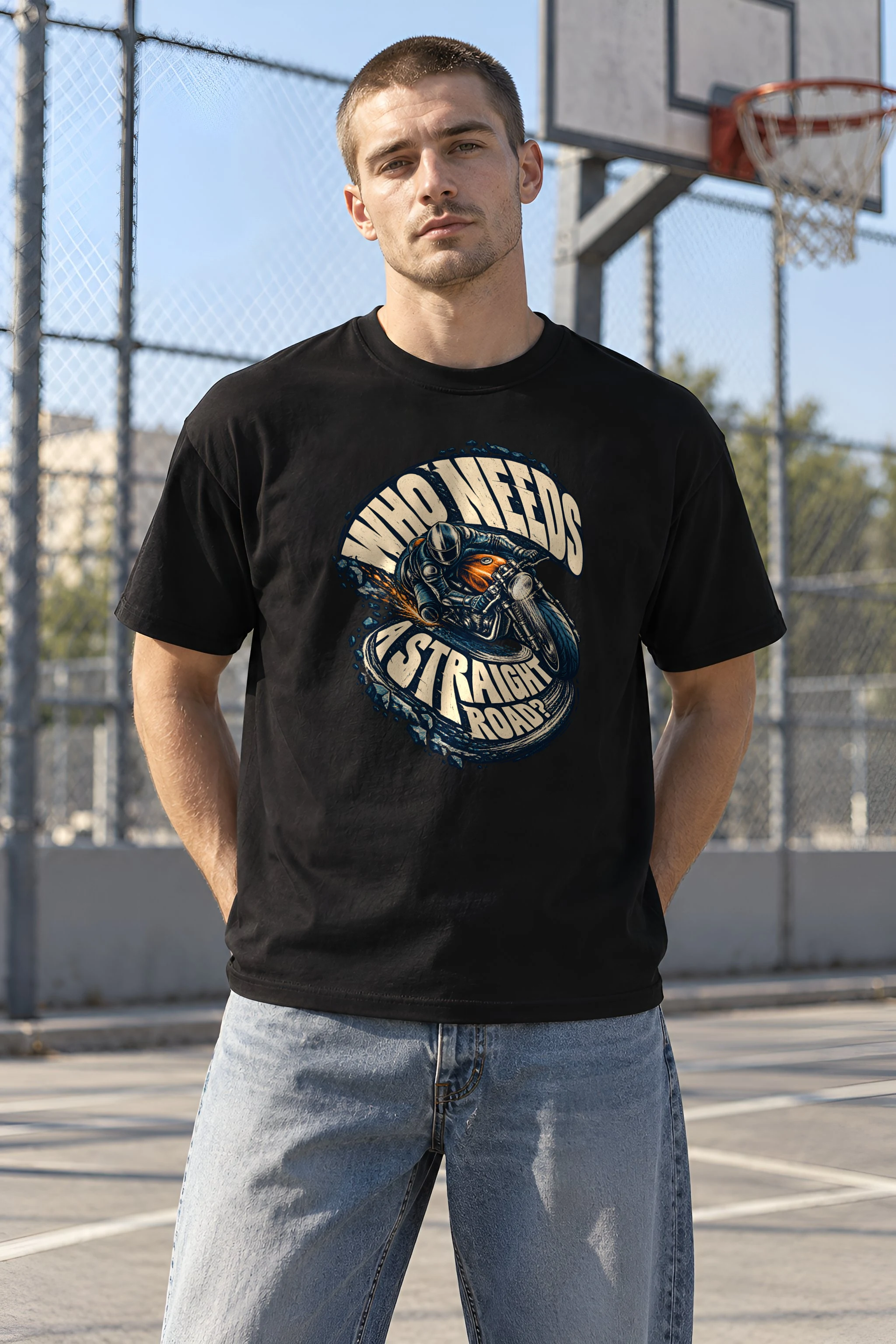"Hard Corner Rider" Heavyweight Unisex Crewneck T-shirt