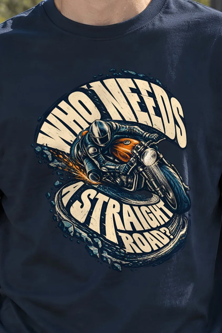"Hard Corner Rider" Heavyweight Unisex Crewneck T-shirt - the graphic up close