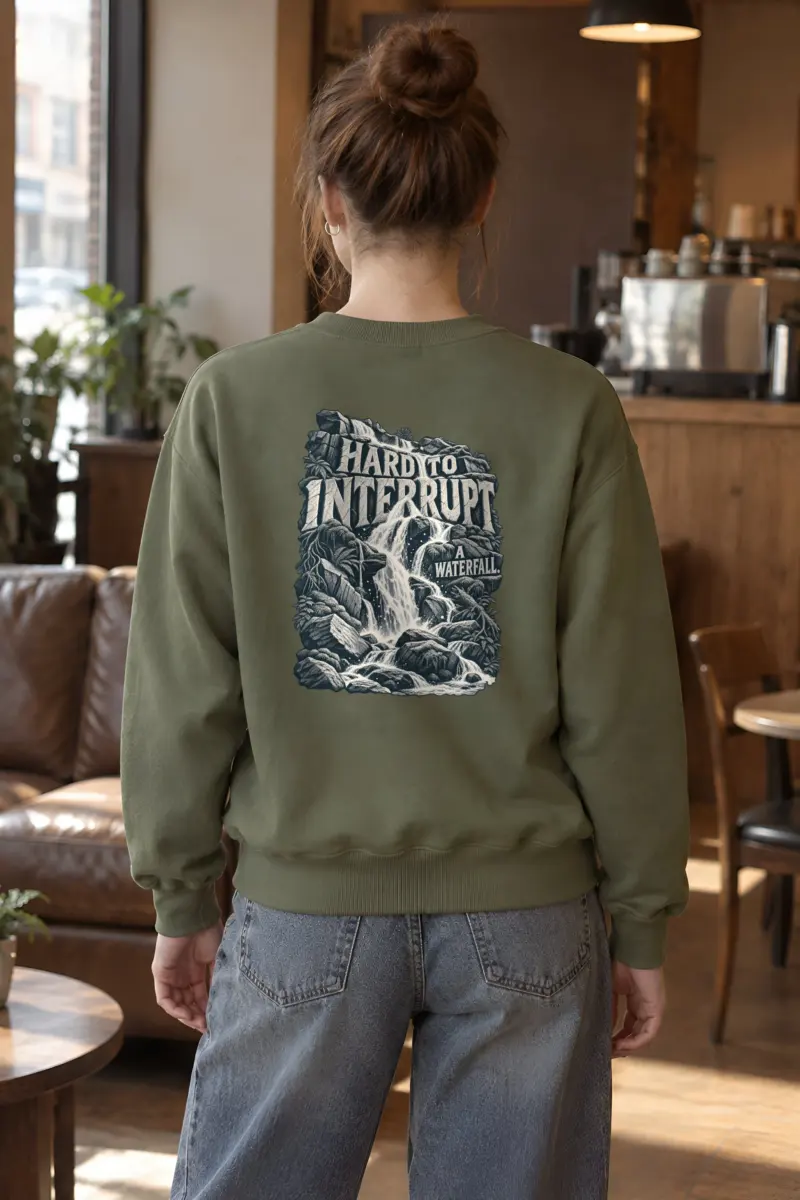 "Hard to Interrupt a Waterfall" Heavy Blend Unisex Crewneck Sweatshirt