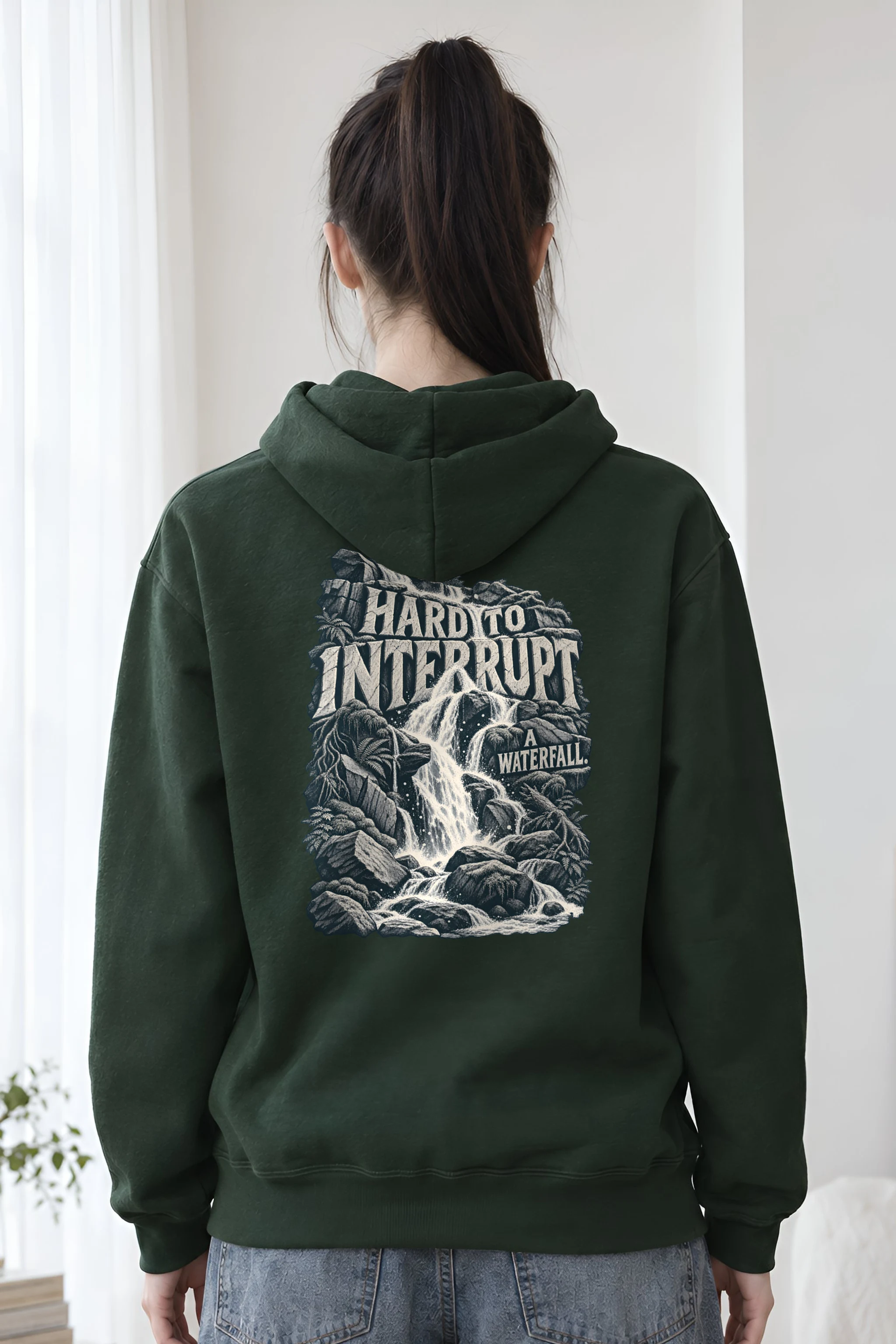 "Hard to Interrupt a Waterfall" Heavy Blend Unisex Pullover Hoodie
