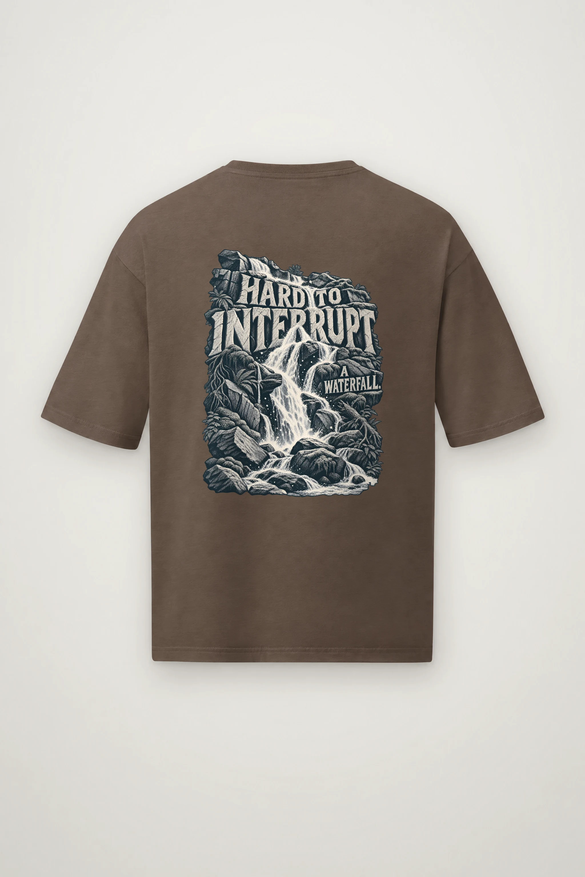 "Hard to Interrupt a Waterfall" Men's Oversized Heavyweight Crewneck T-Shirt