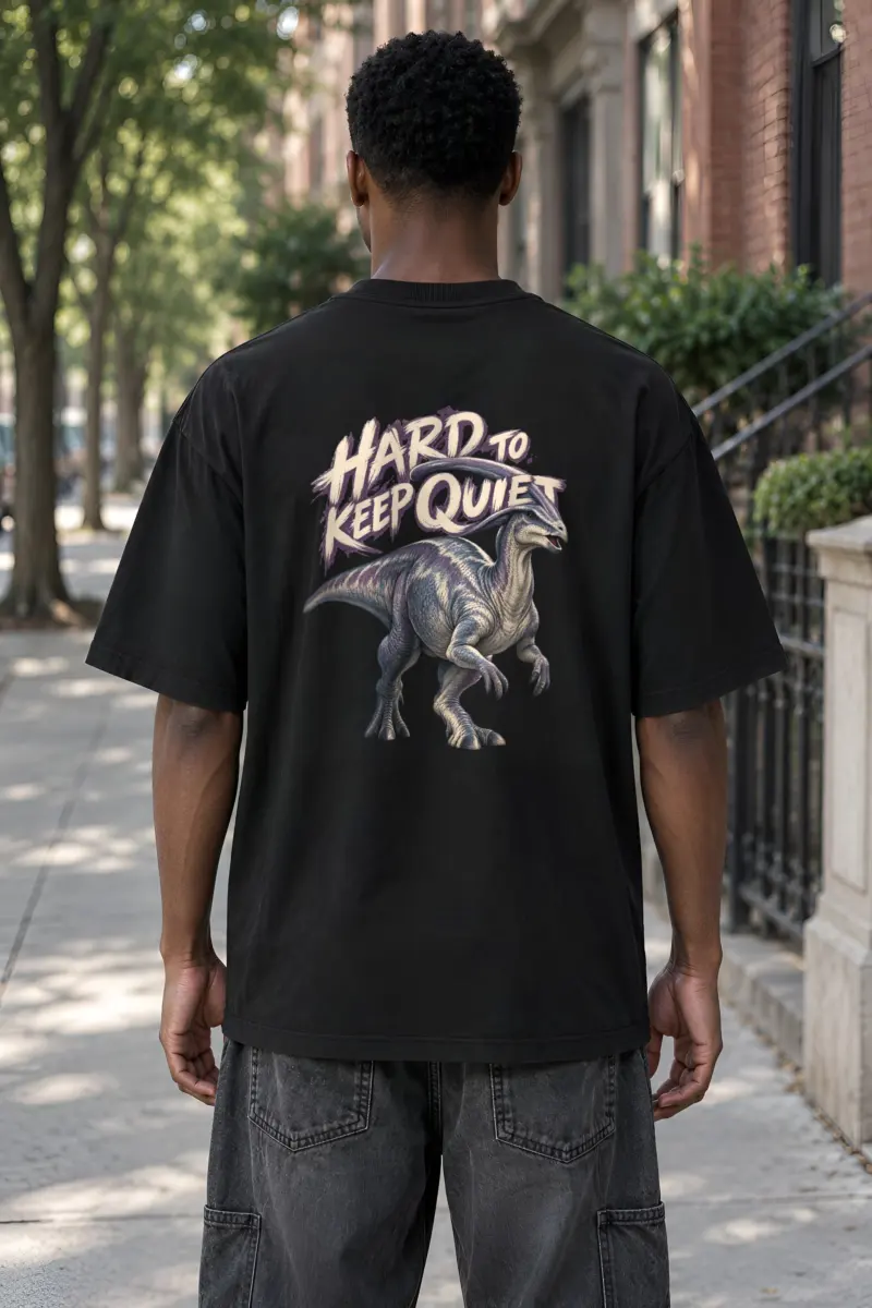 “Hard to Keep Quiet” Men’s Oversized Heavyweight Crewneck T-Shirt
