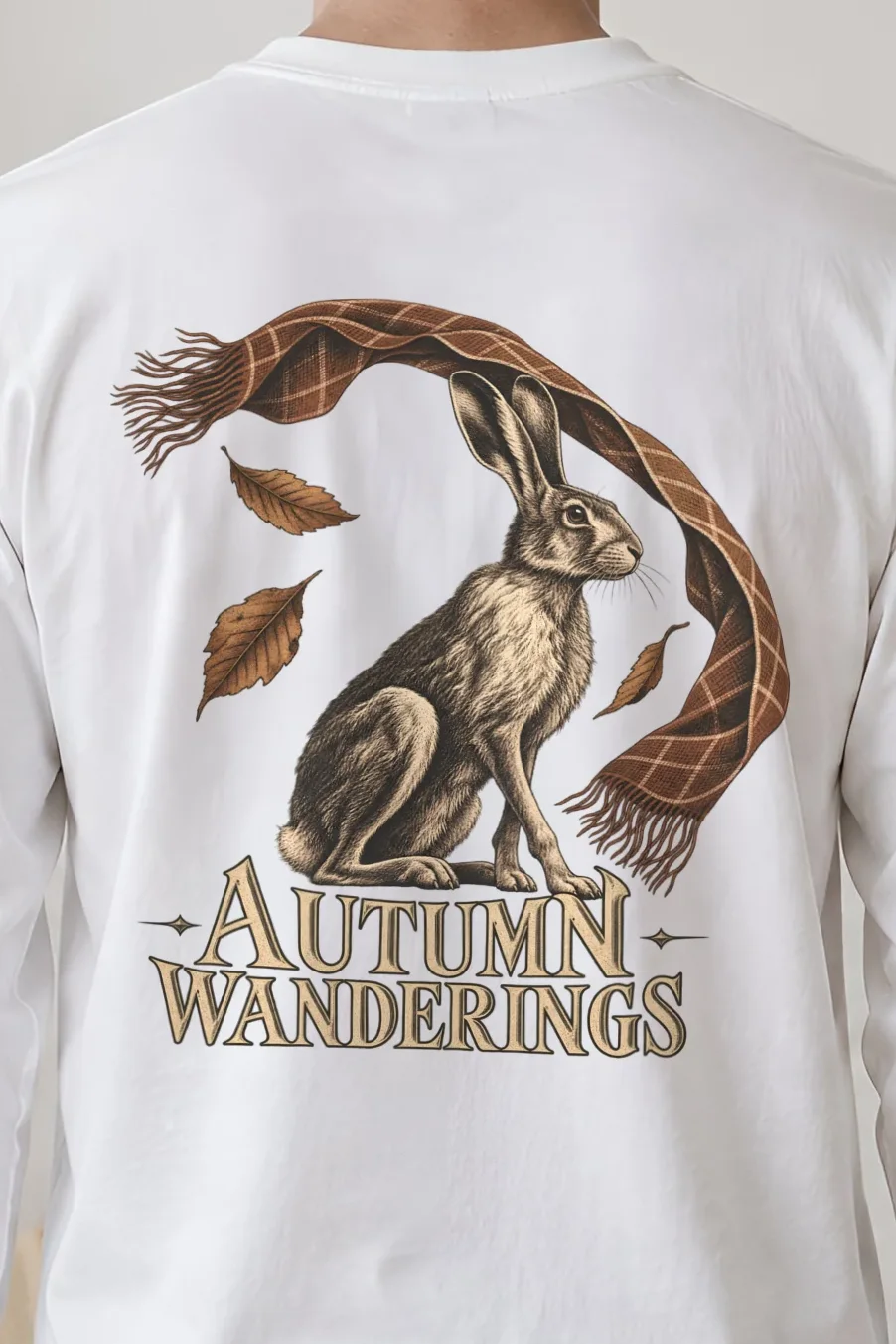 "Harvest Hare" Unisex Longsleeve T-shirt - the graphic up close