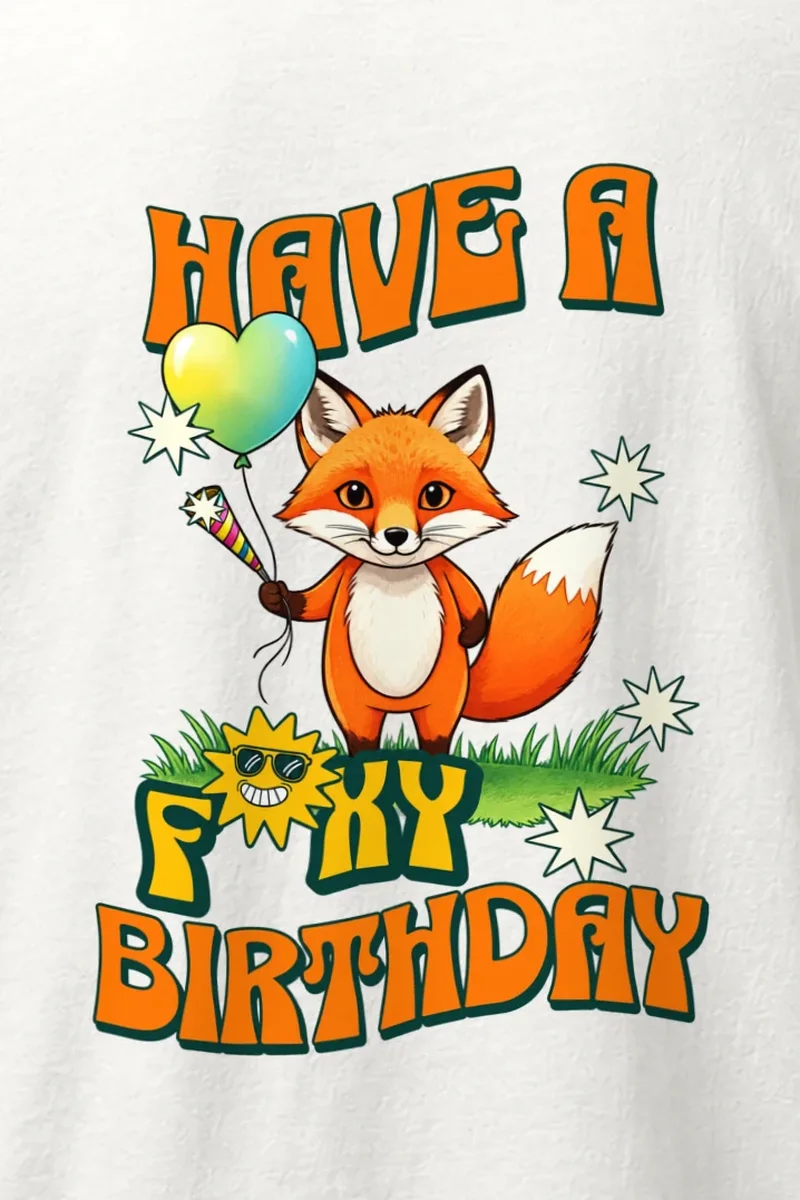 "Have A Foxy Birthday" Heavyweight Unisex Crewneck T-shirt
