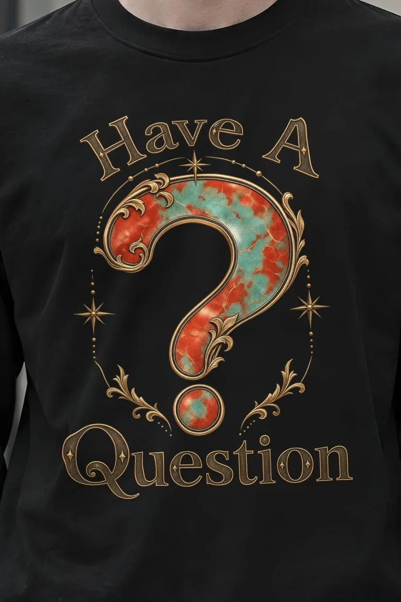 "Have A Question" Unisex Longsleeve T-shirt - the graphic up close