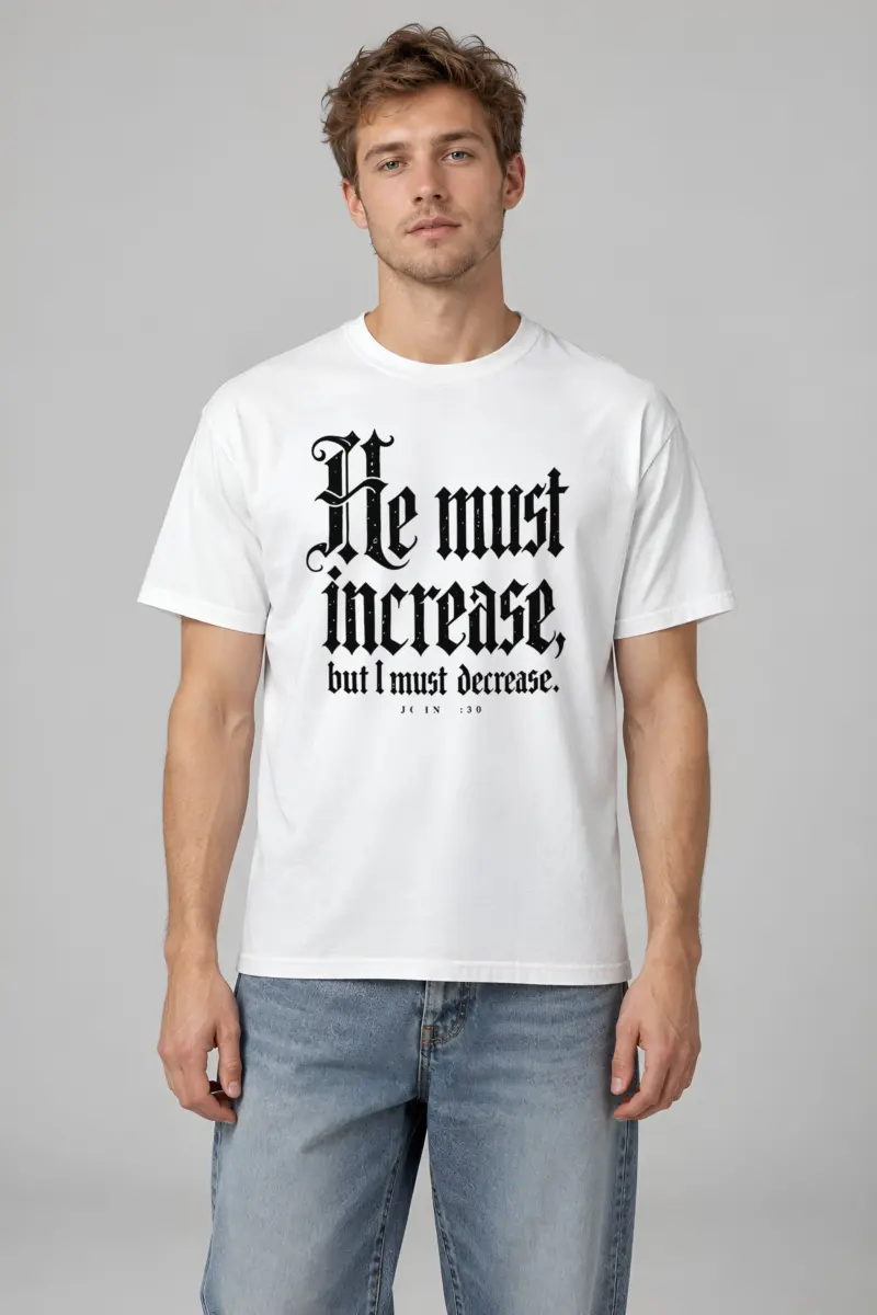 "He Must Increase" Heavyweight Unisex Crewneck T-shirt