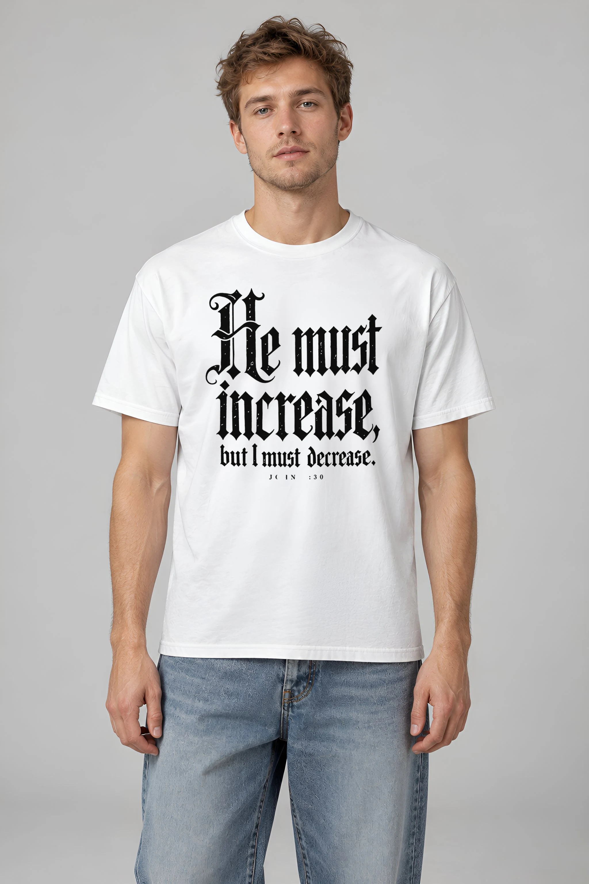 "He Must Increase" Heavyweight Unisex Crewneck T-shirt
